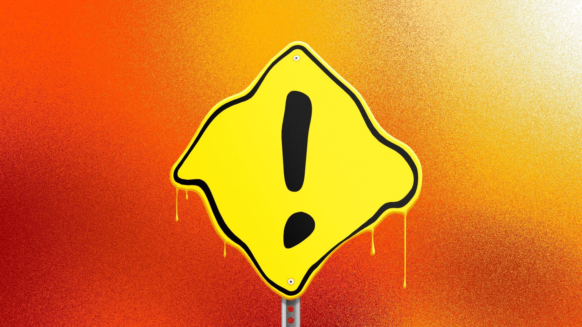 Illustration of a warning sign melting. 