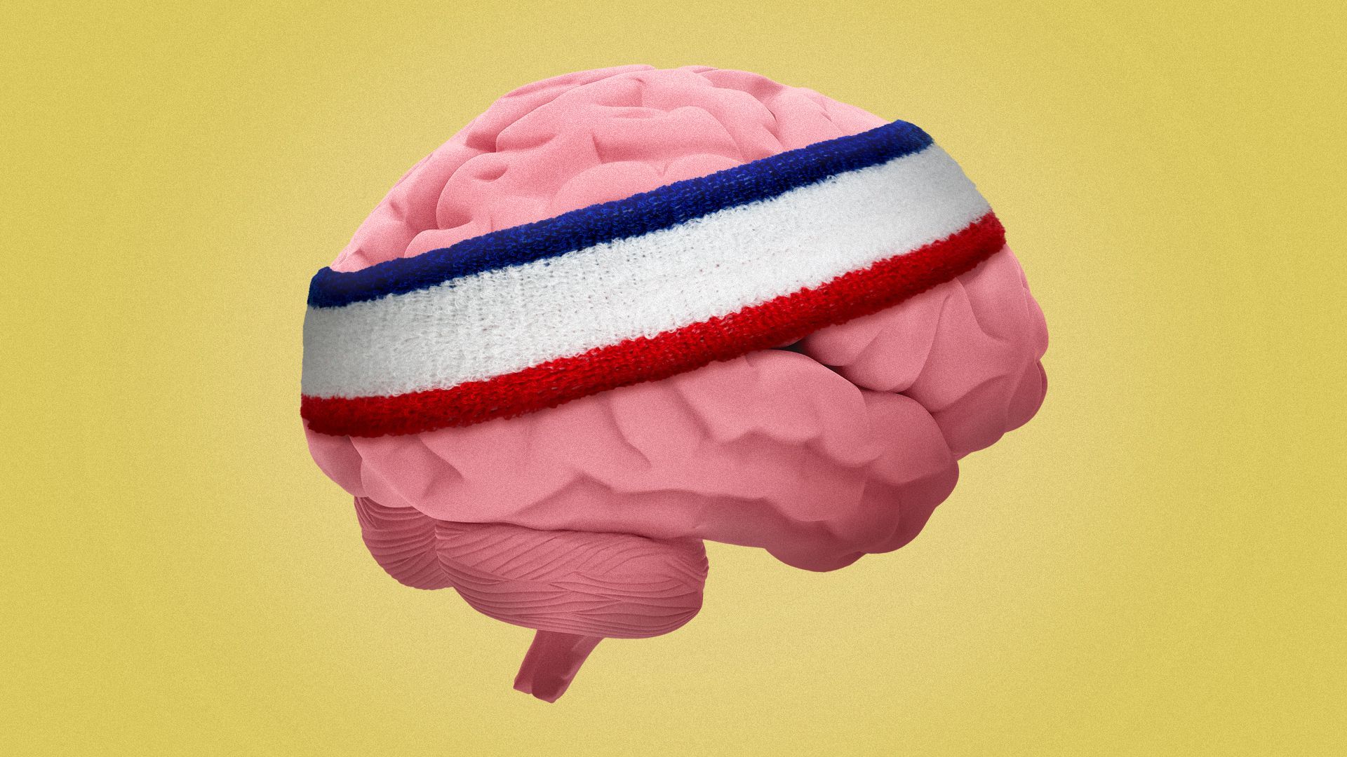 Illustration of a brain wearing a sweatband.