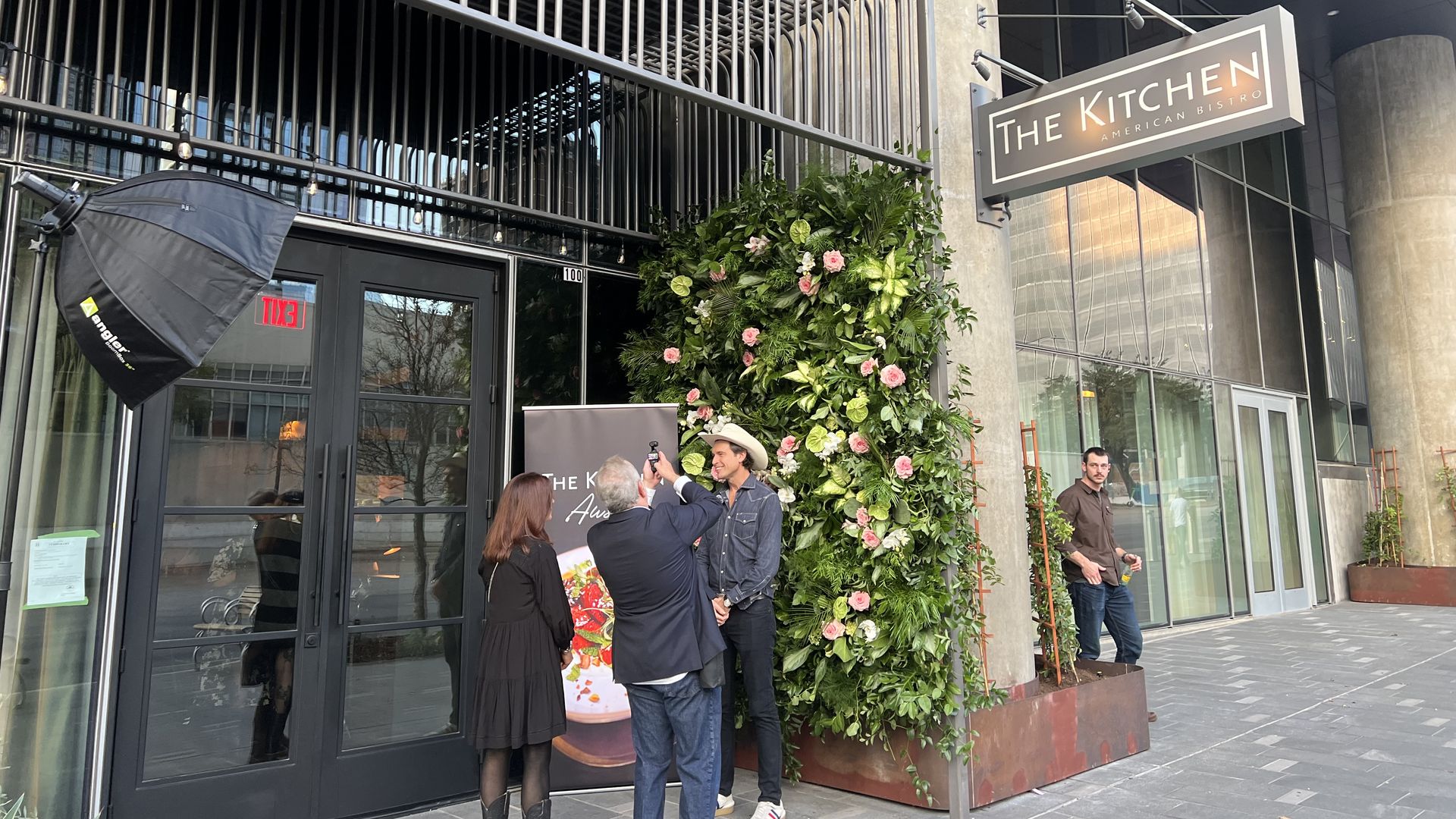 A photo of Kimbal Musk in front of The Kitchen.