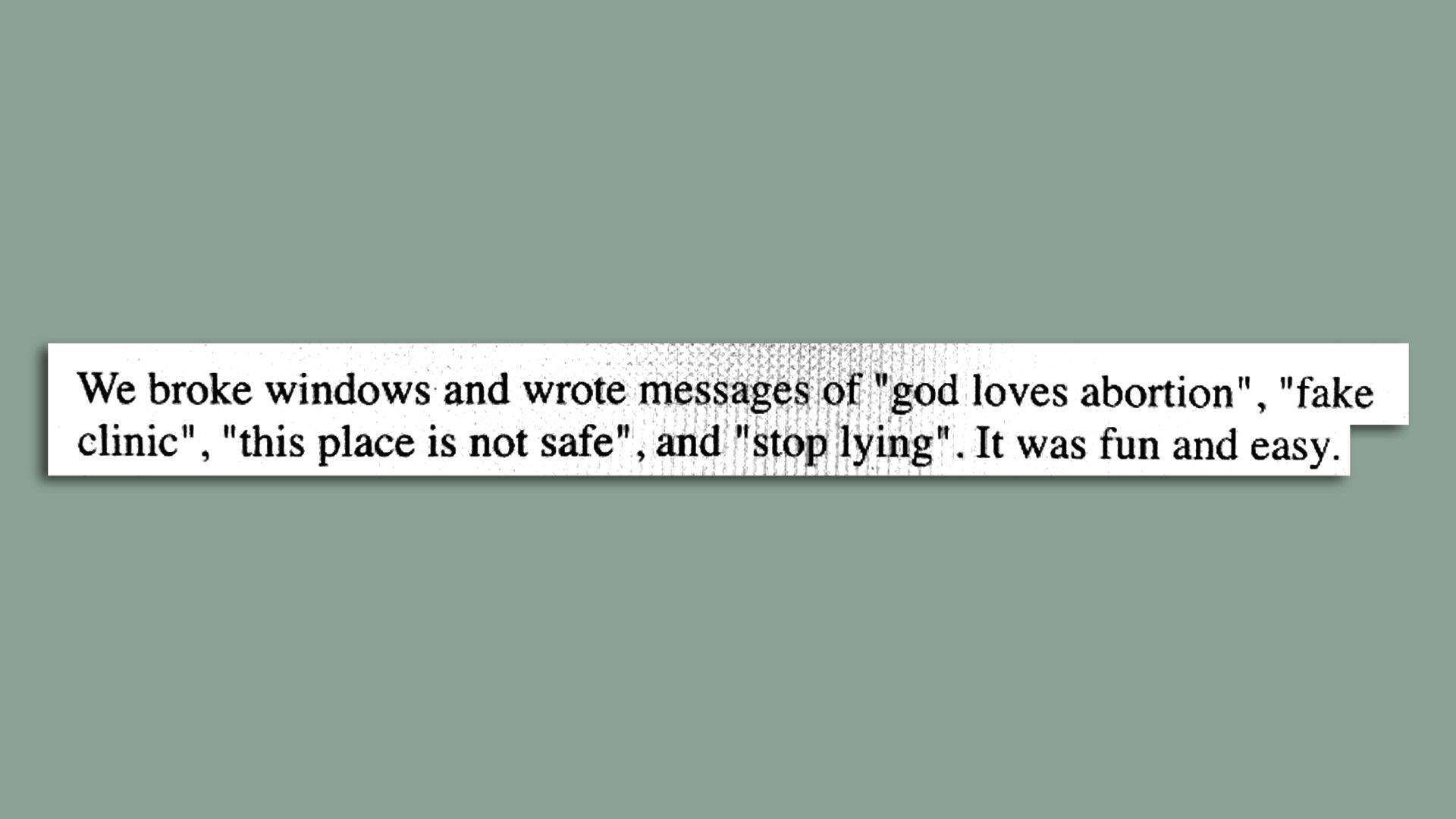 An excerpt of a message from Jane's Revenge.