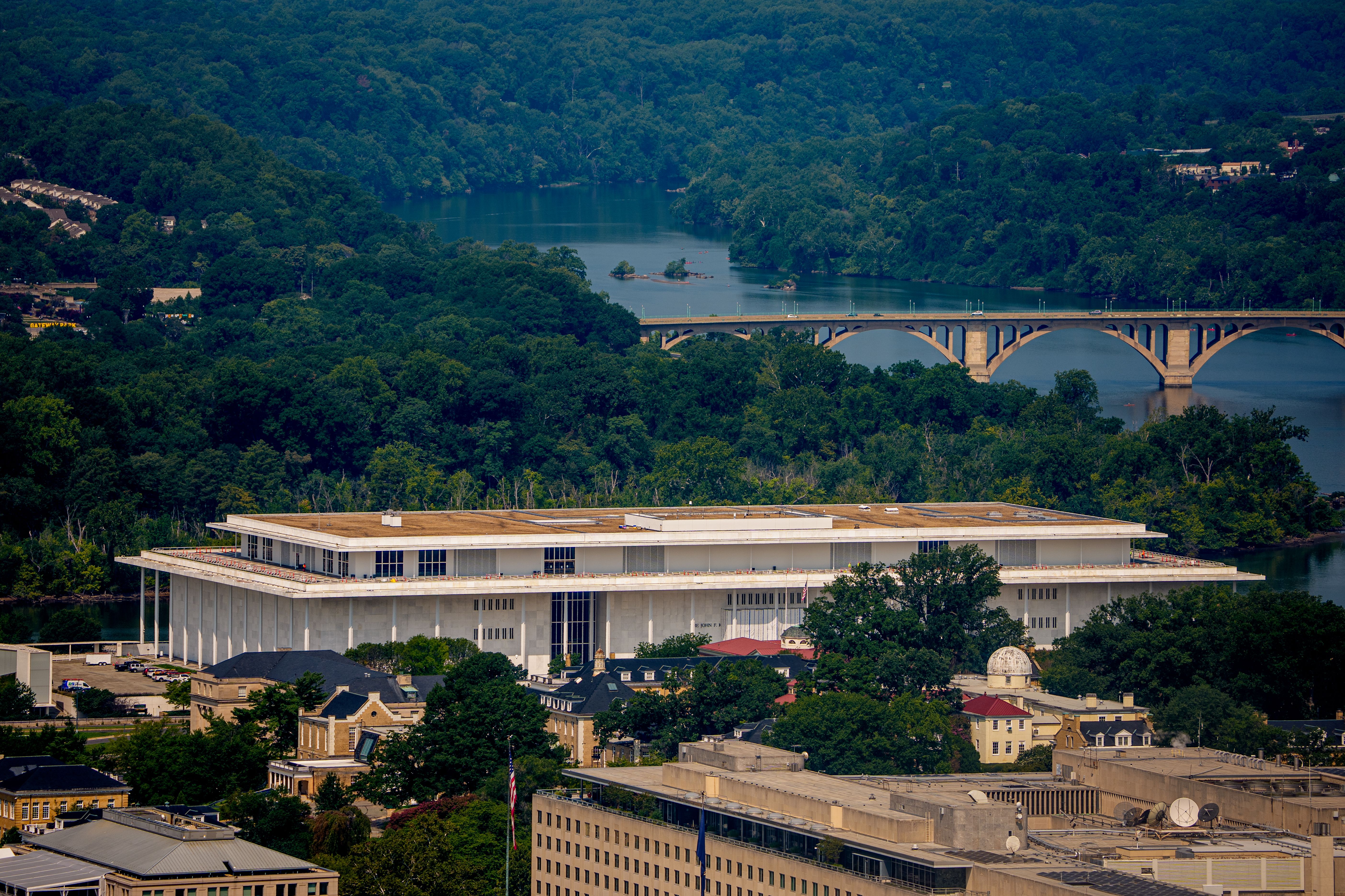 The Kennedy Center seen from the Washington Monument on Monday.