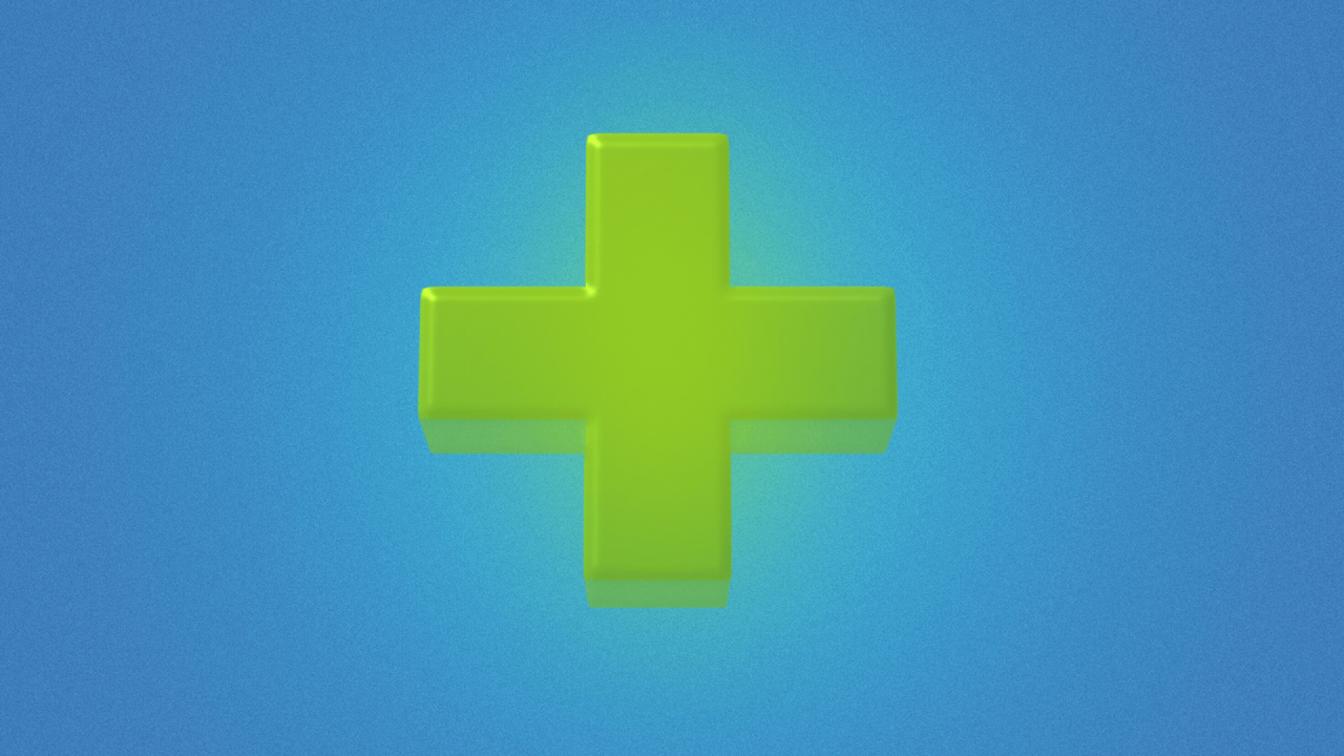 Animated illustration of a rotating Sims glowing plumbob in the shape of a health plus. 