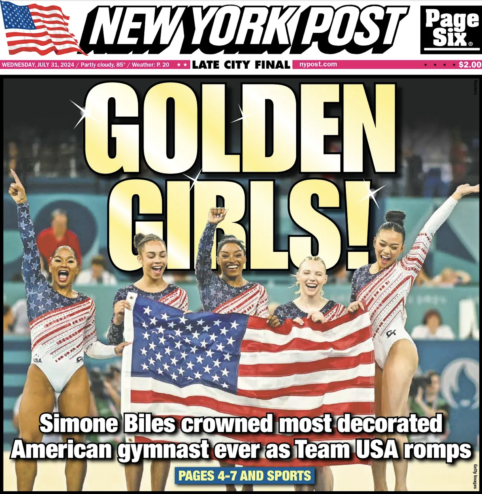 Yesterday's N.Y. Post cover