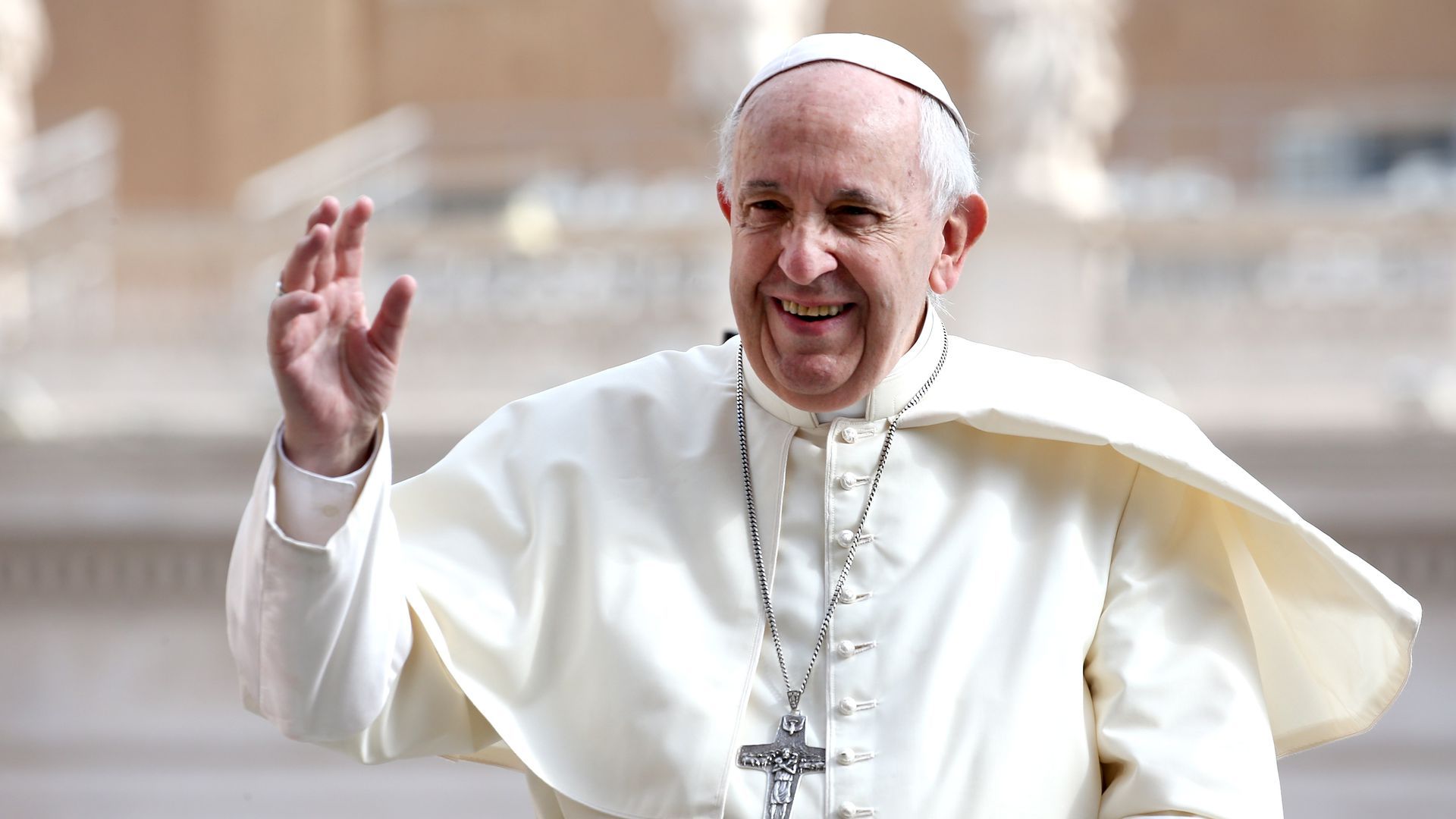 Pope Francis waving to crowd