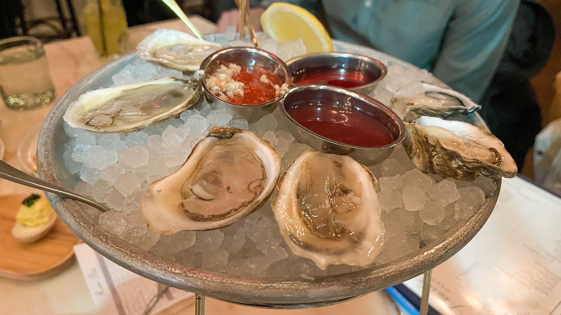 A rotating platter of oysters at Pearl & Mary in Philadelphia.