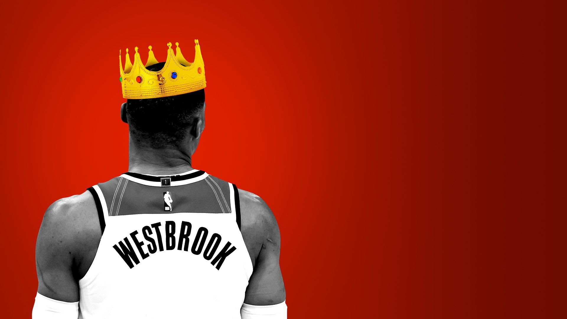 Photo illustration of Russell Westbrook wearing a crown