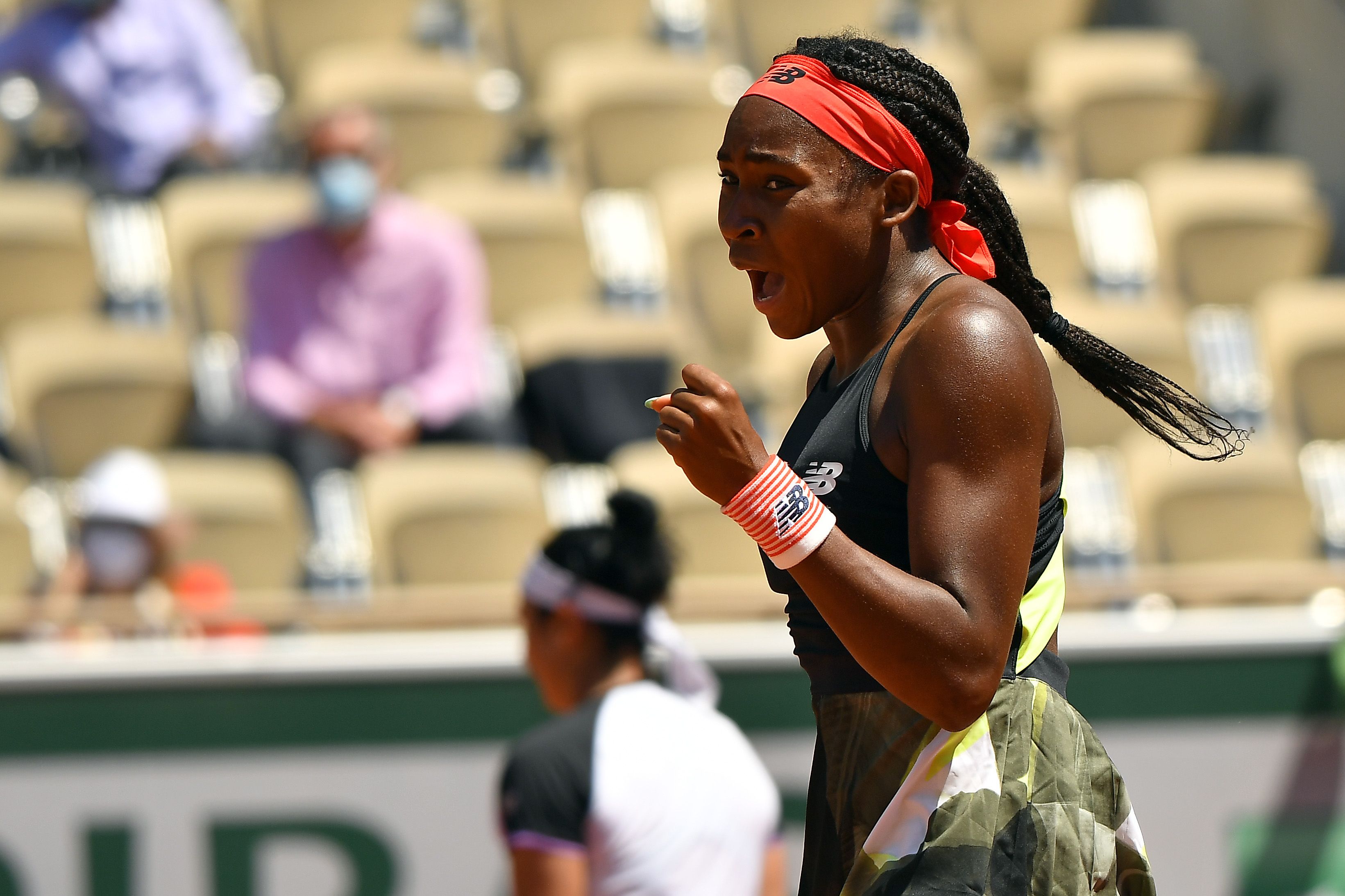 coco gauff celebrating at french open