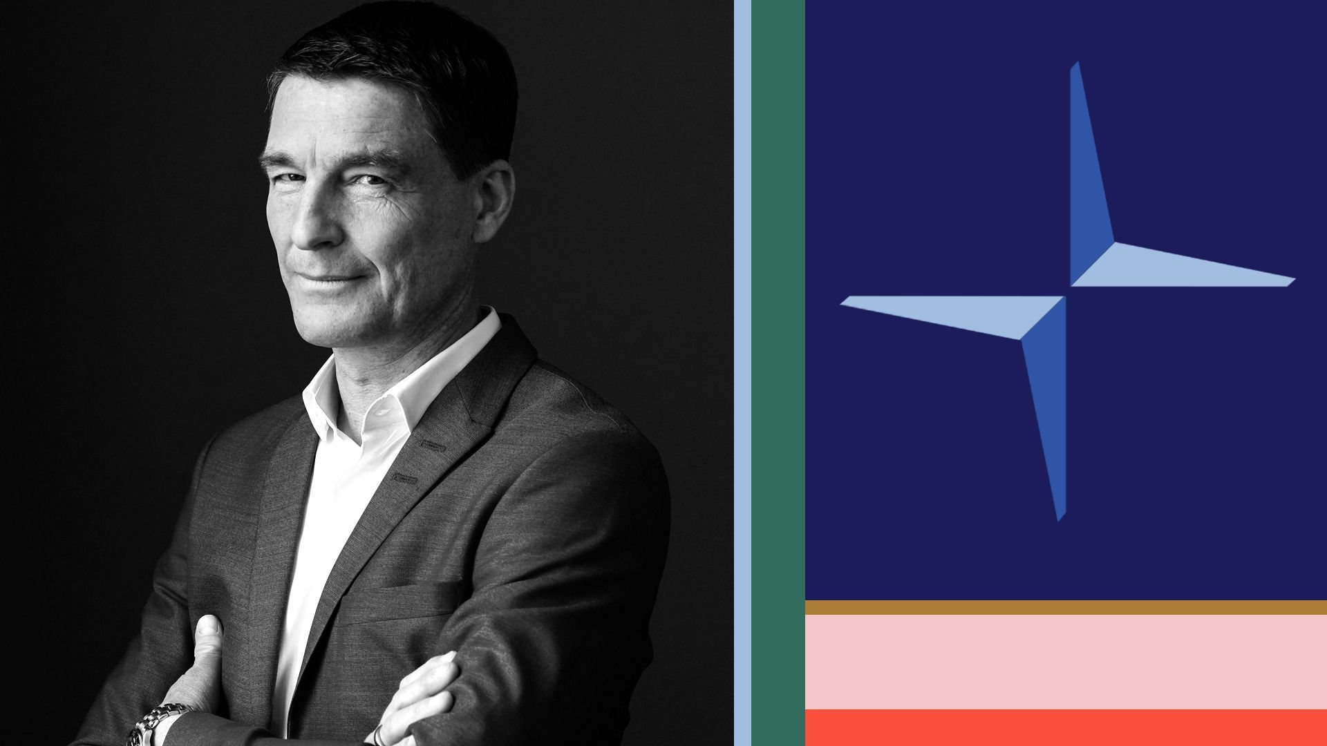 Photo illustration of Thomas Ingenlath next to Polestar logo