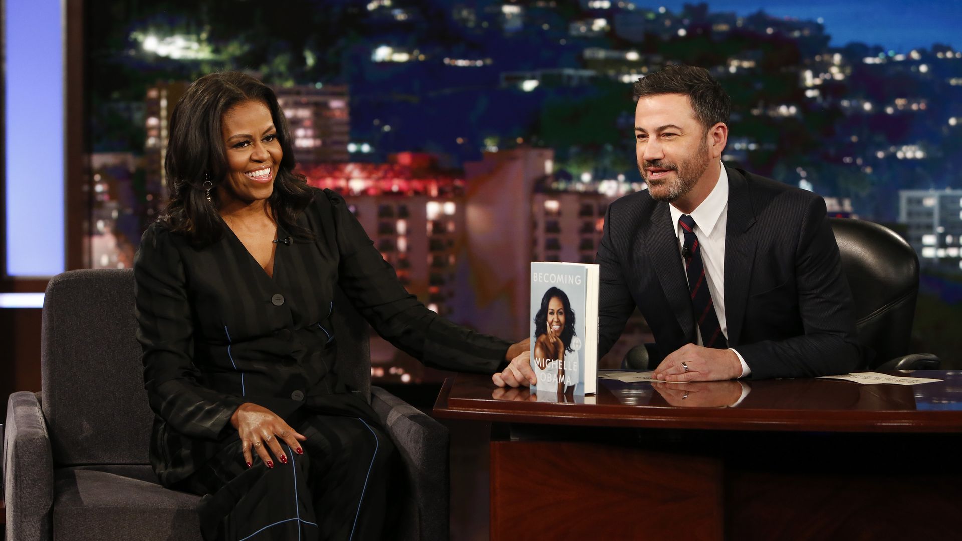 Michele Obama with Jimmy Kimmel