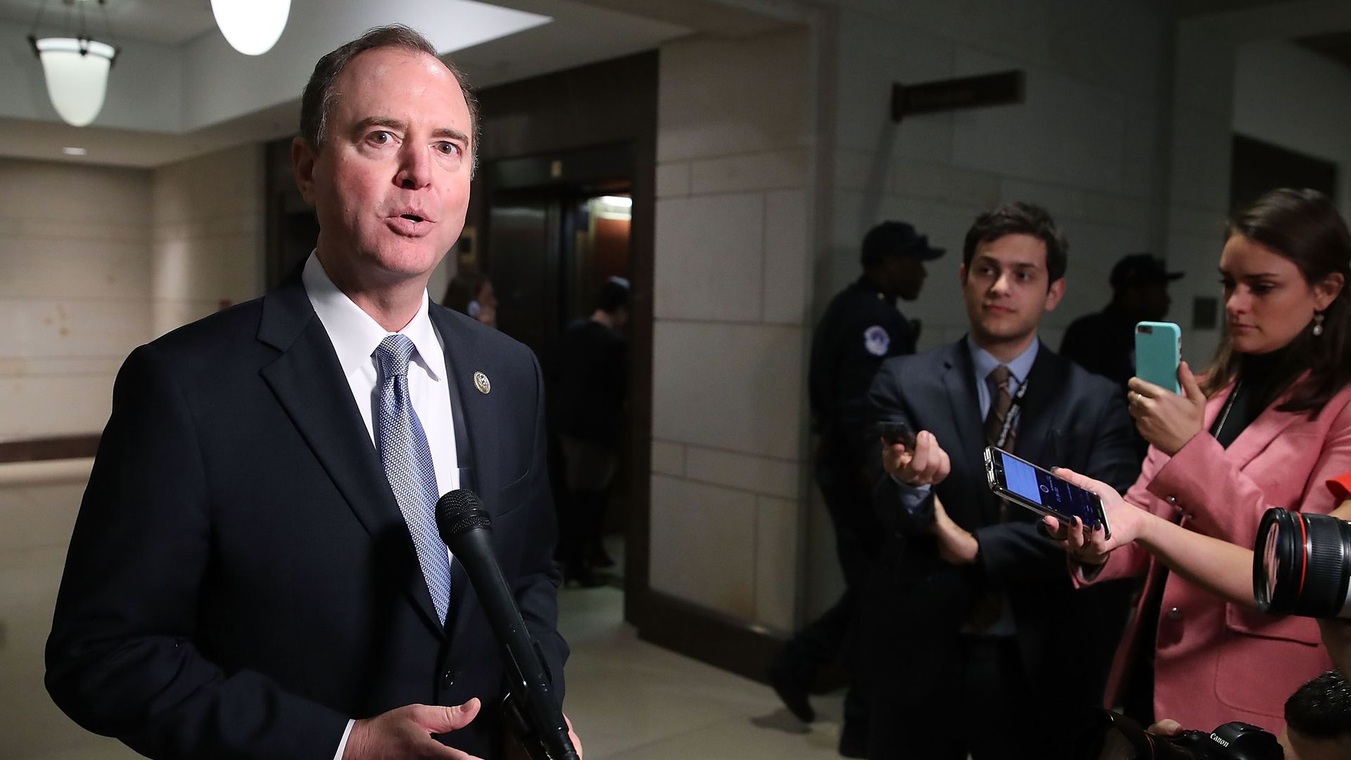 Adam Schiff speaking to reporters