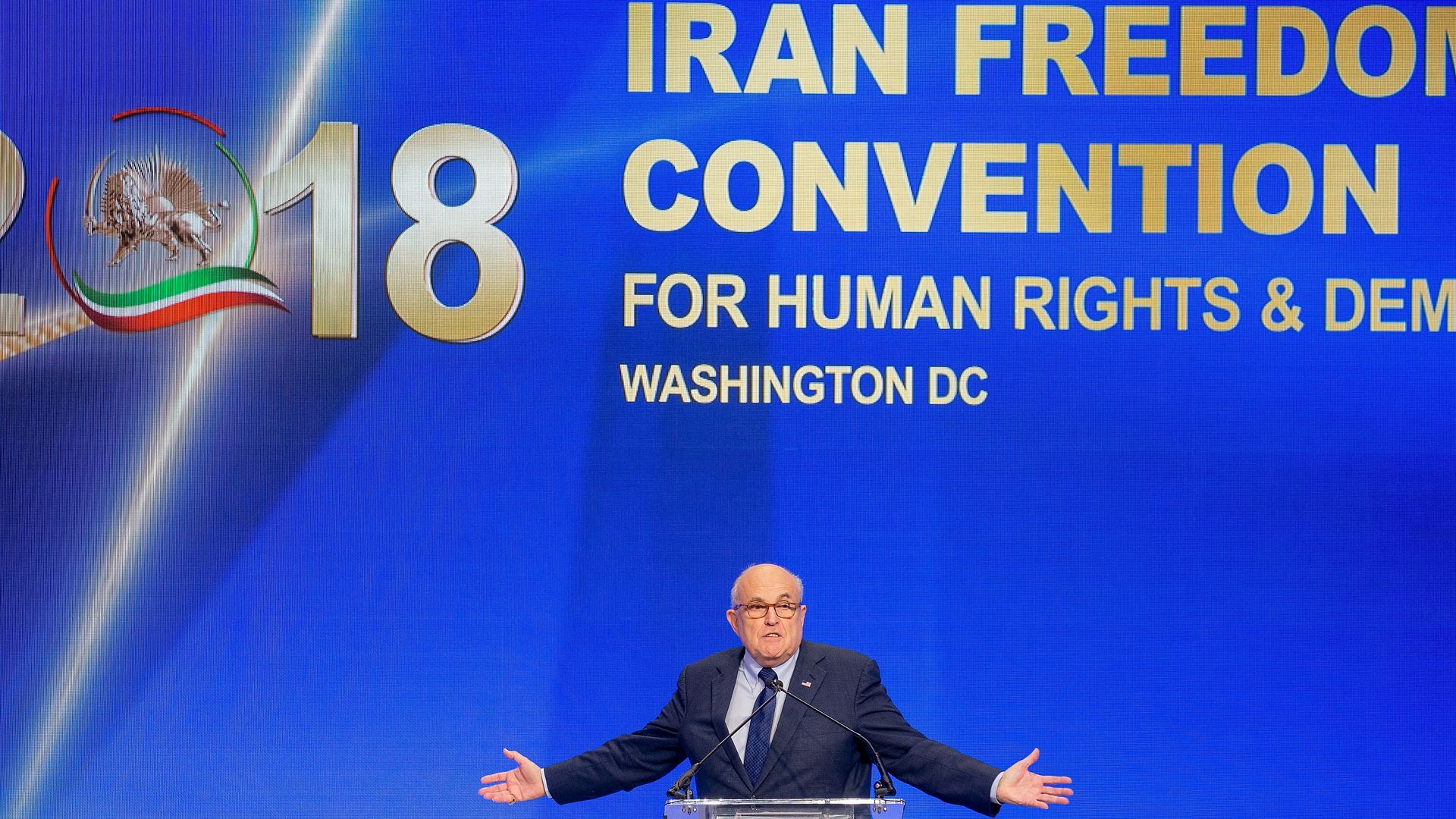Rudy Giuliani speaks at the Conference on Iran on May 5, 2018 in Washington, DC.