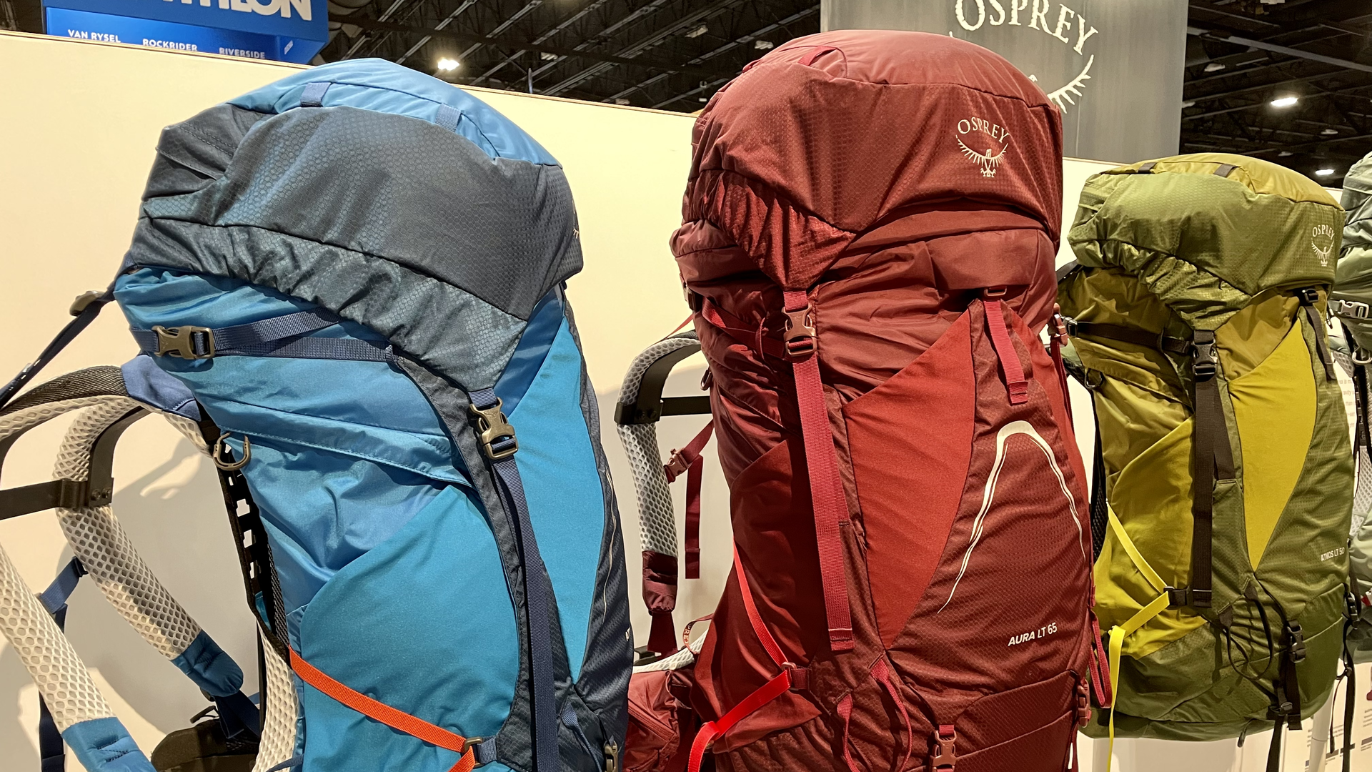 Osprey backpacks on display at the recent Outdoor Retailer Summer Show in Denver. Photo: John Frank/Axios