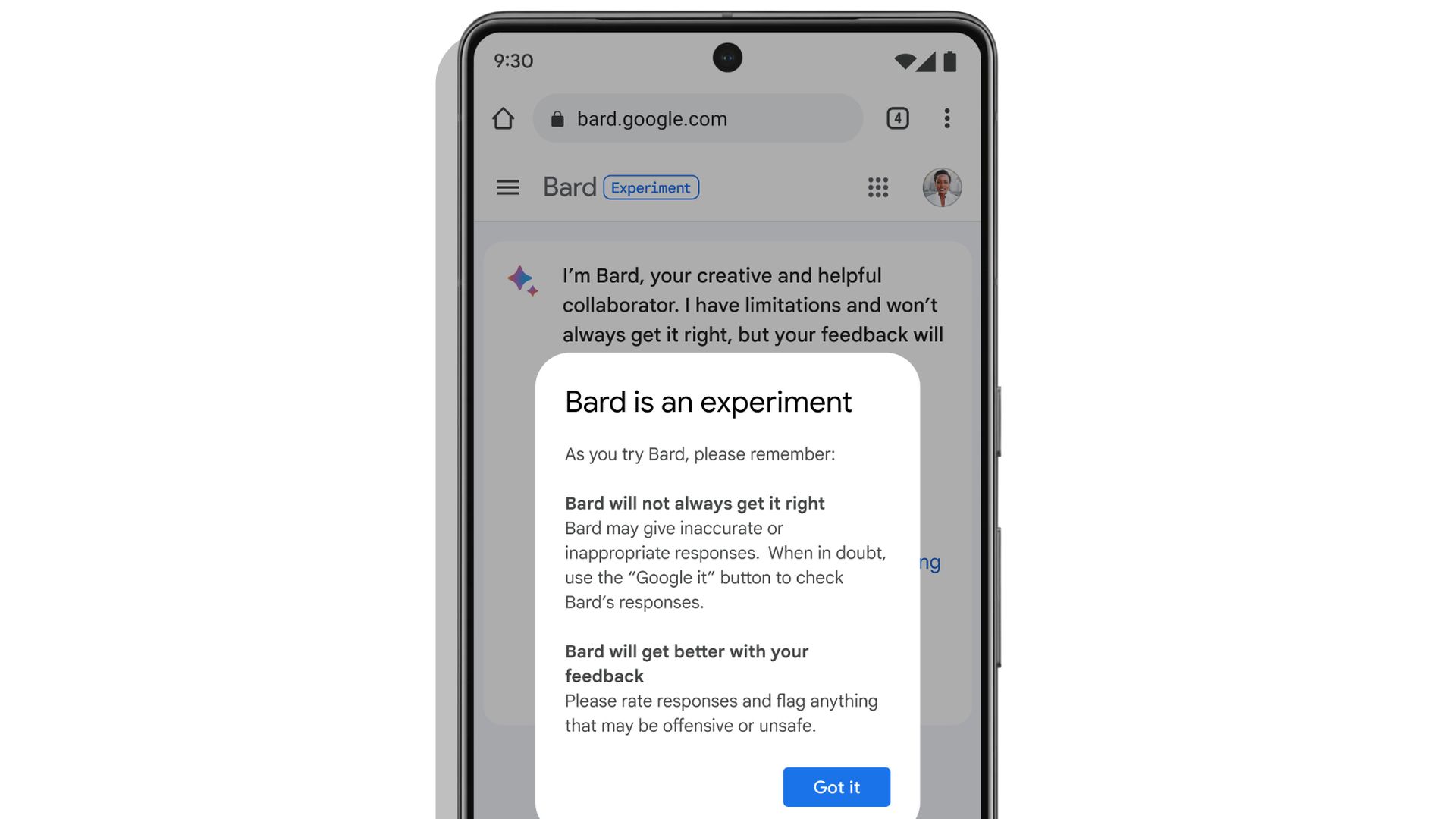 A screenshot of Bard, Google's chatbot