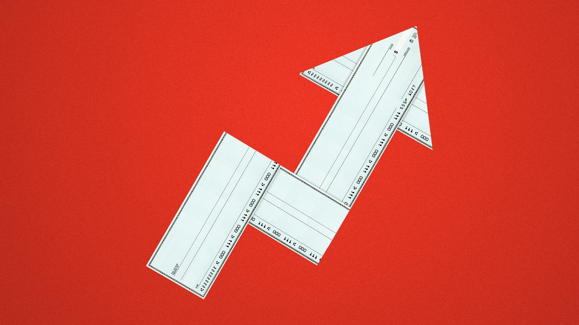 Illustration of bank checks arranged to form the Buzzfeed logo shape