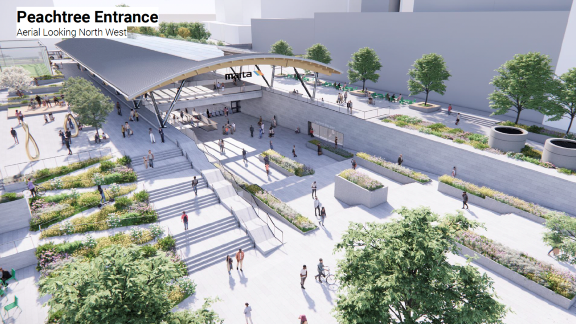 An aerial rendering MARTA's Five Point Station renovation project
