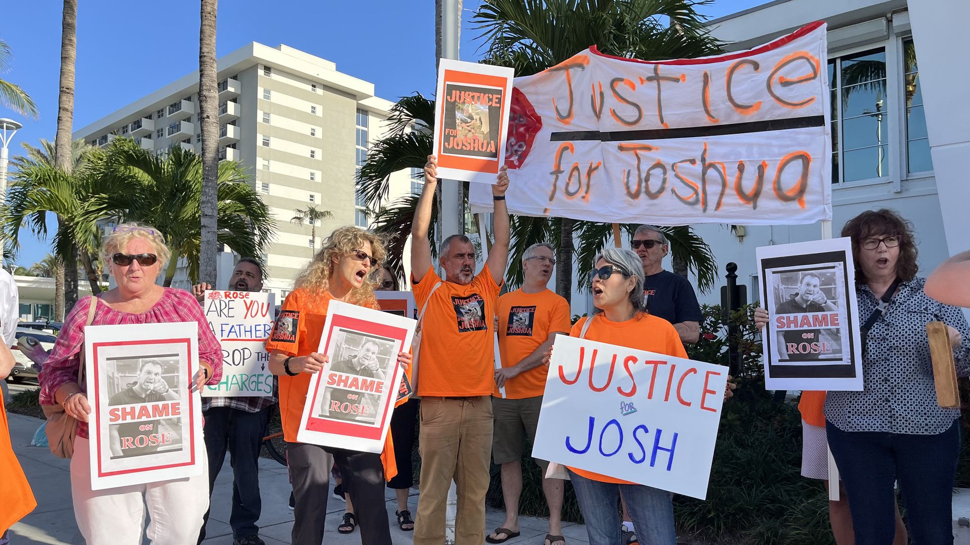 Surfside residents protest the arrest of a political activist.