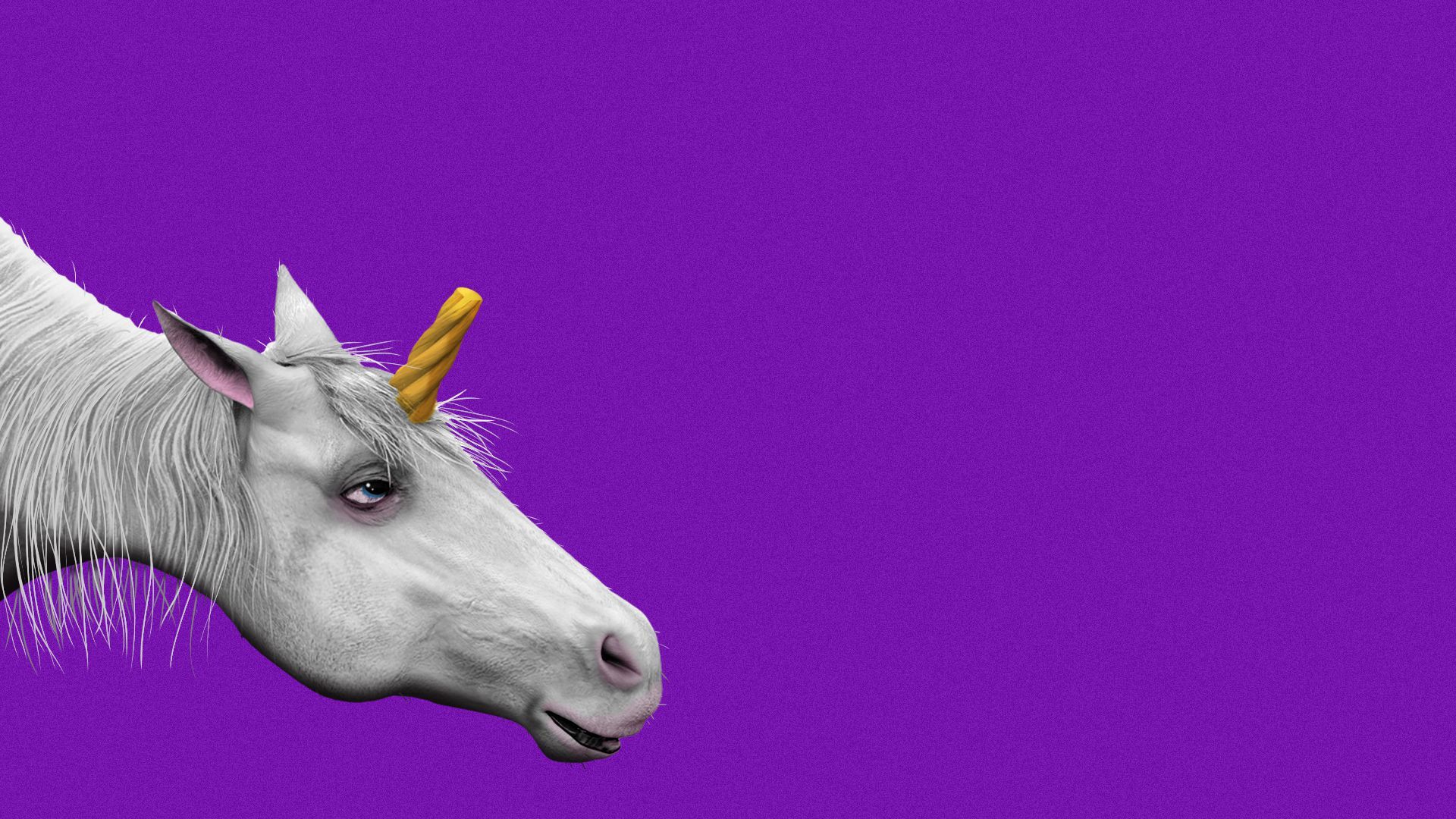 Illustration of a haggard unicorn with a broken horn
