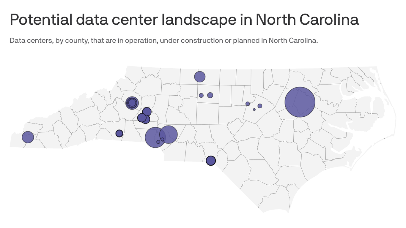 Mapped: North Carolina's next data centers