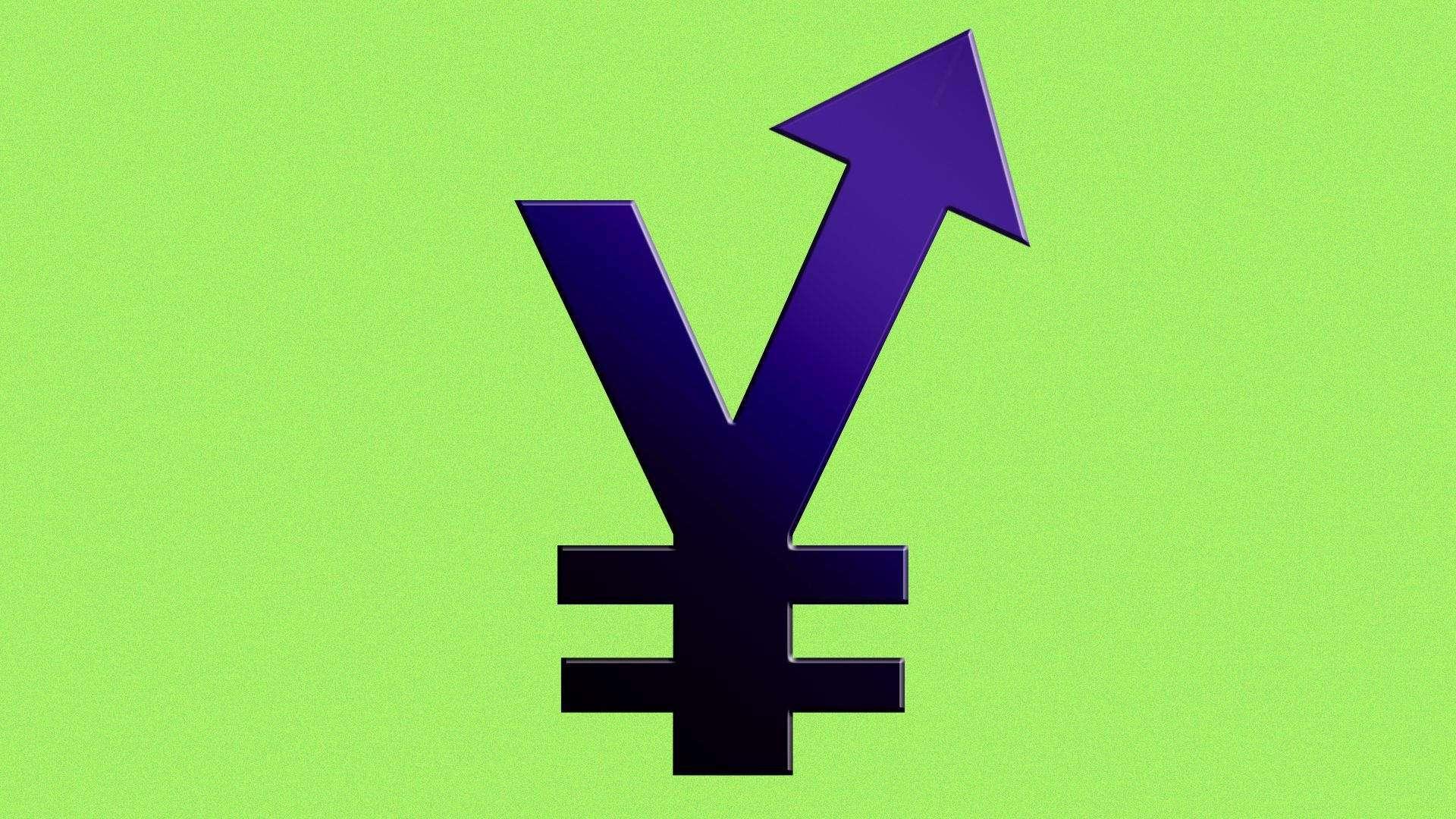 Illustration of the Yen symbol combined with an upward pointing arrow