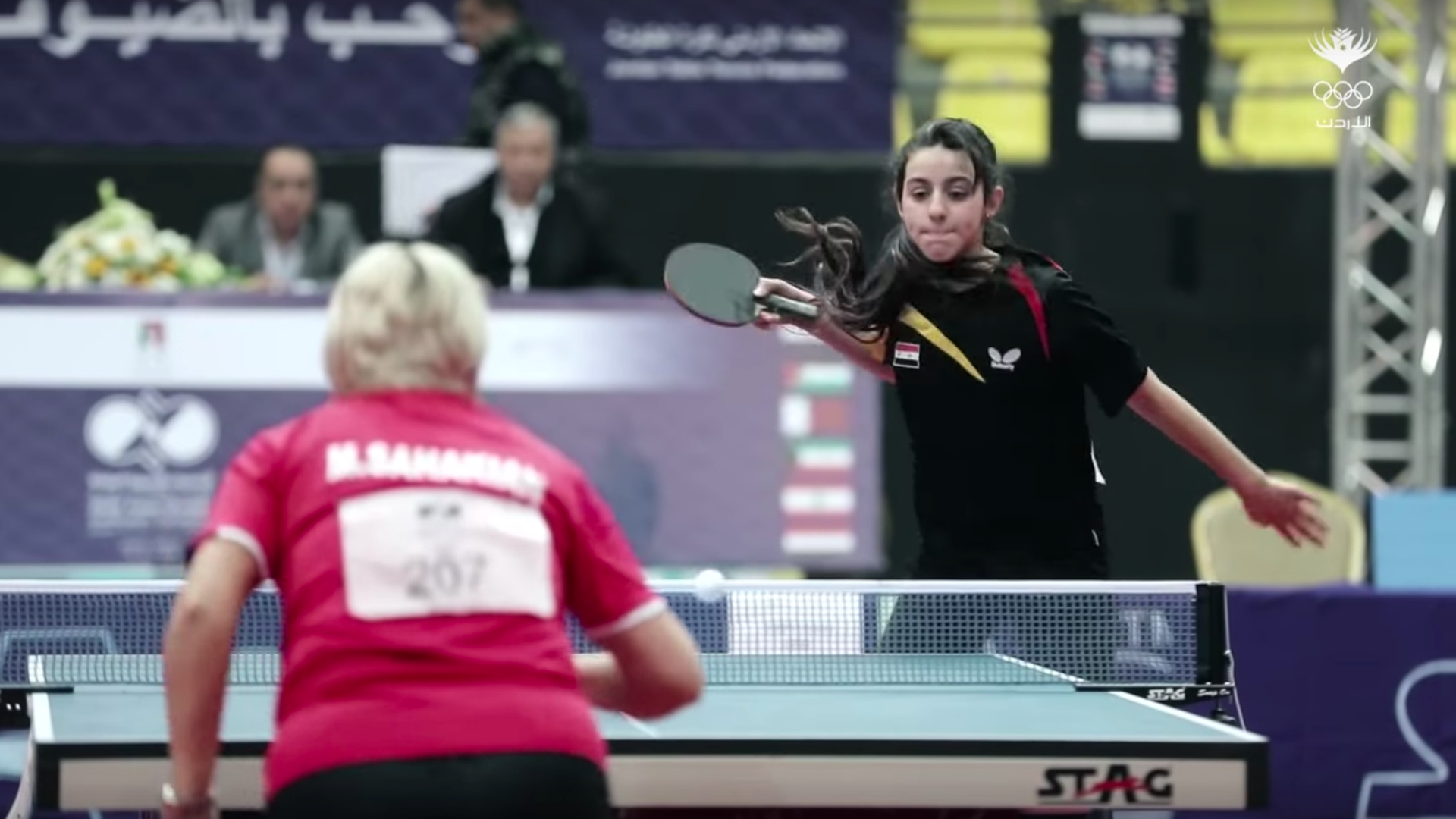Hend Zaza playing table tennis