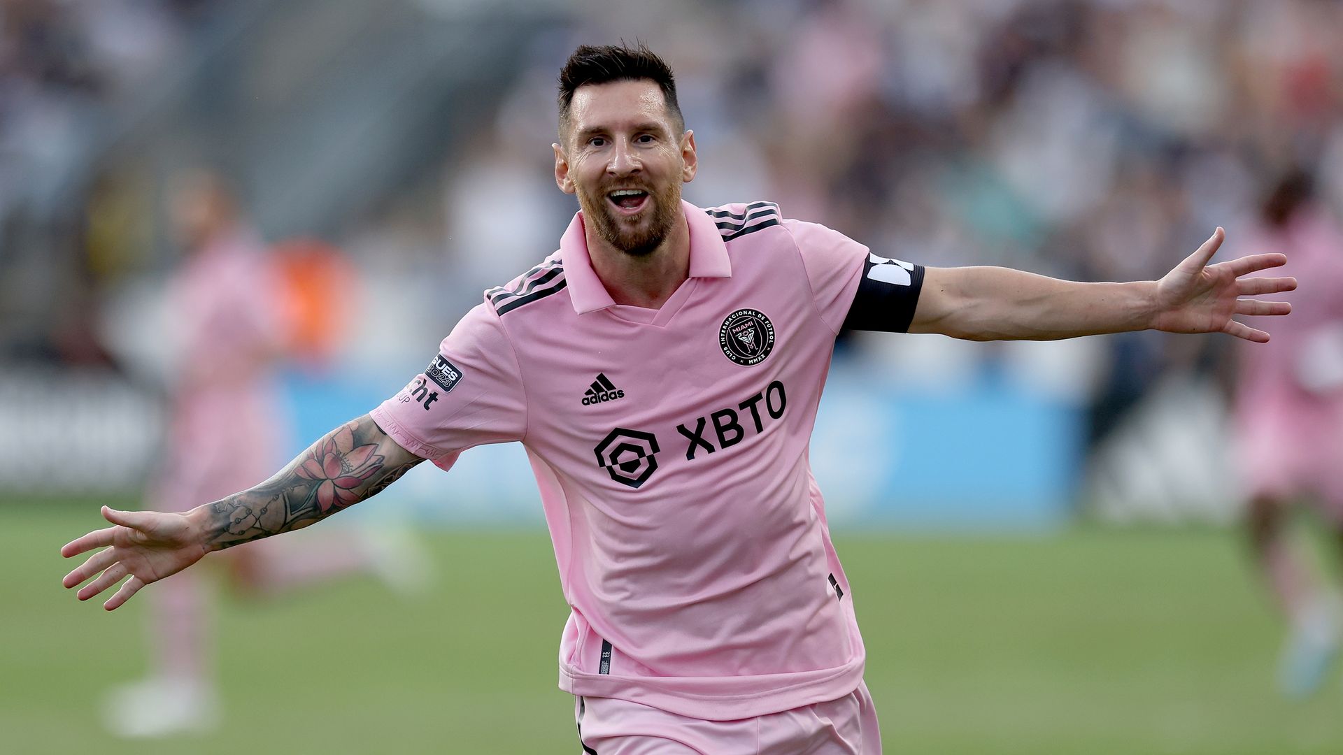 Lionel Messi #10 of Inter Miami CF celebrates after scoring a goal
