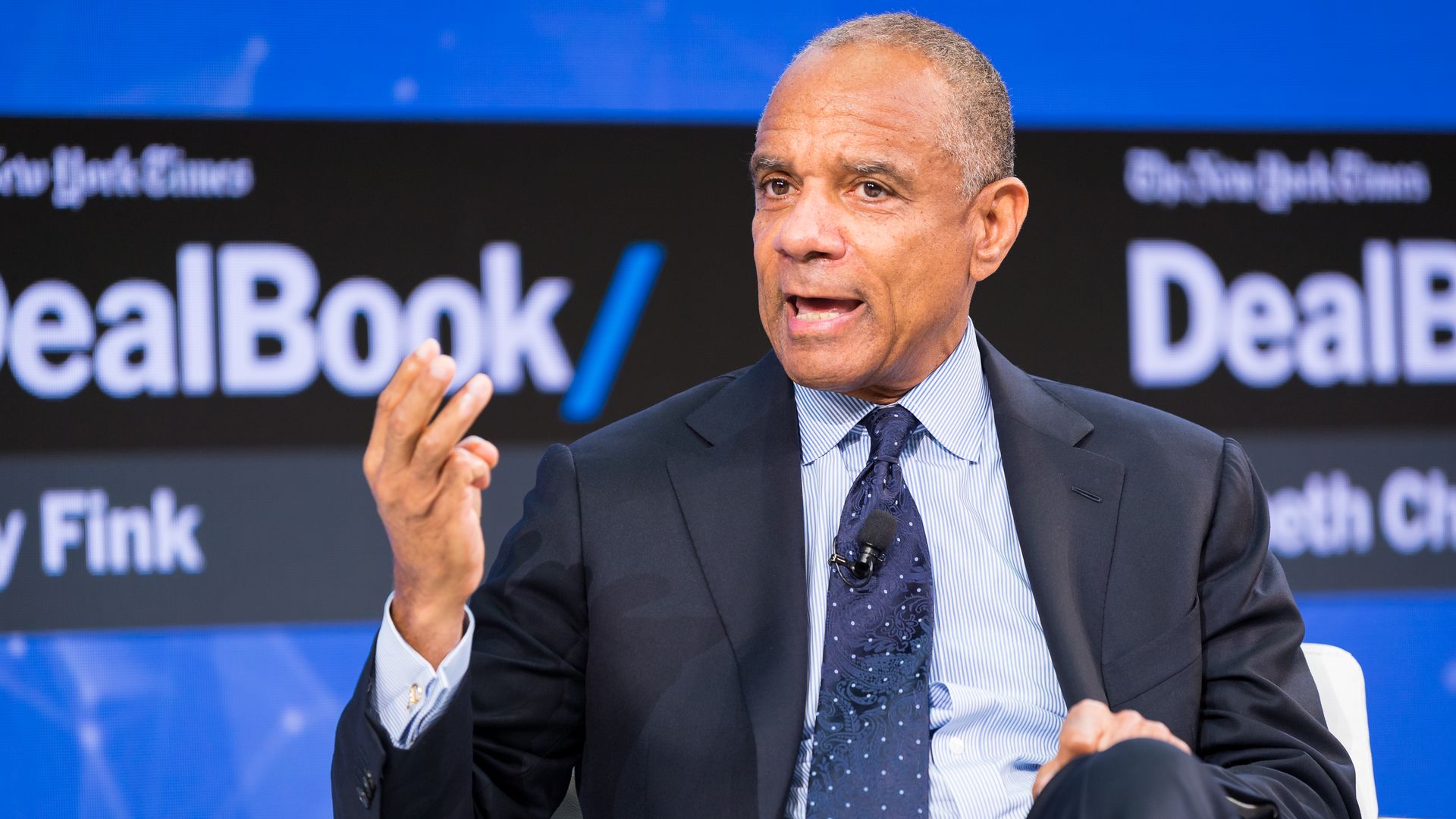 American Express CEO Kenneth Chenault speaks at a New York Times conference