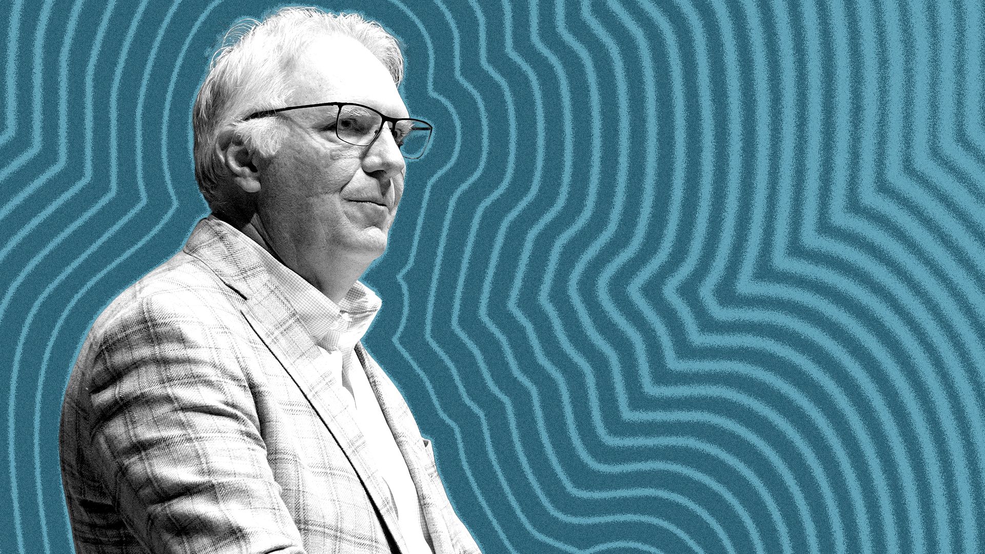 Photo illustration of Chris Ronayne with radiating lines from him.