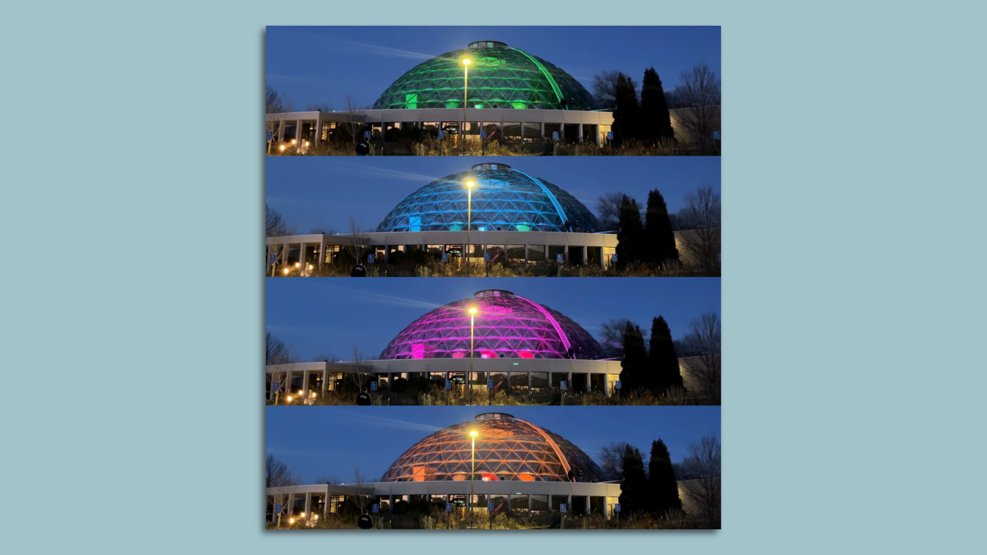 A photo of the Des Moines Botanical Gardens' dome.