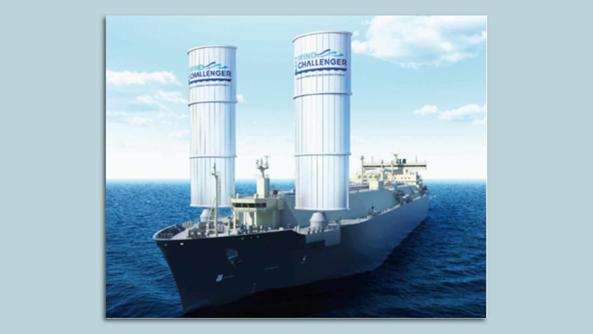 Artist's rendering of an LNG tanker with large sails
