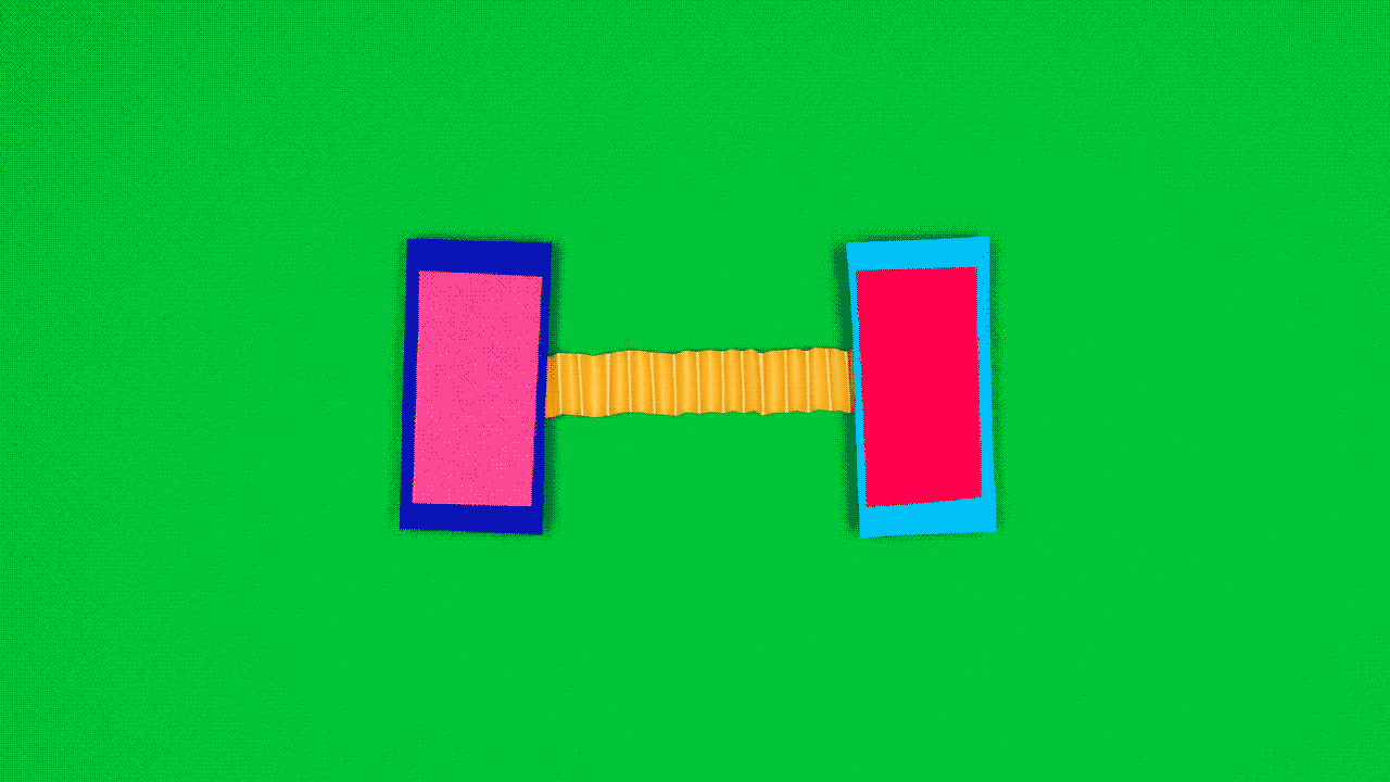 Illustration of two phones poking each other