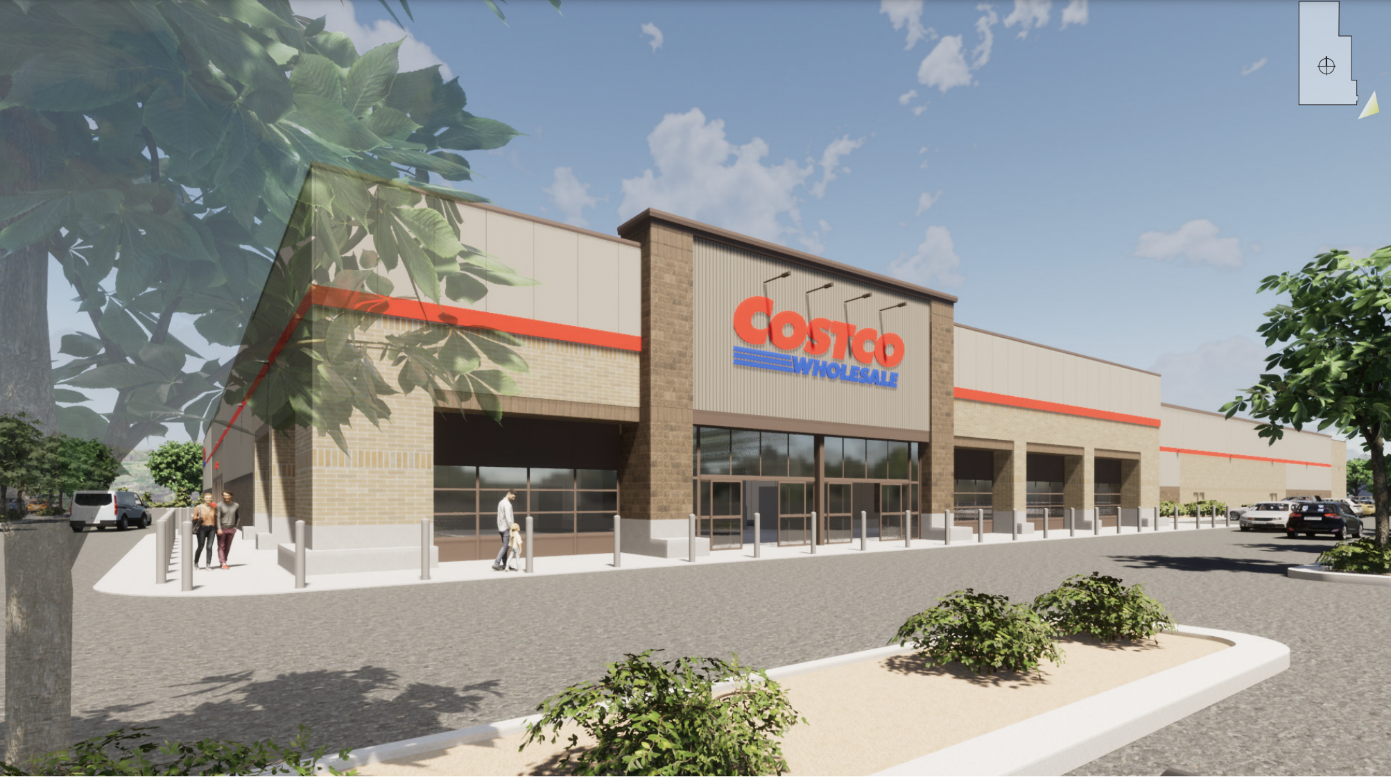 A rendering of a Costco storefront