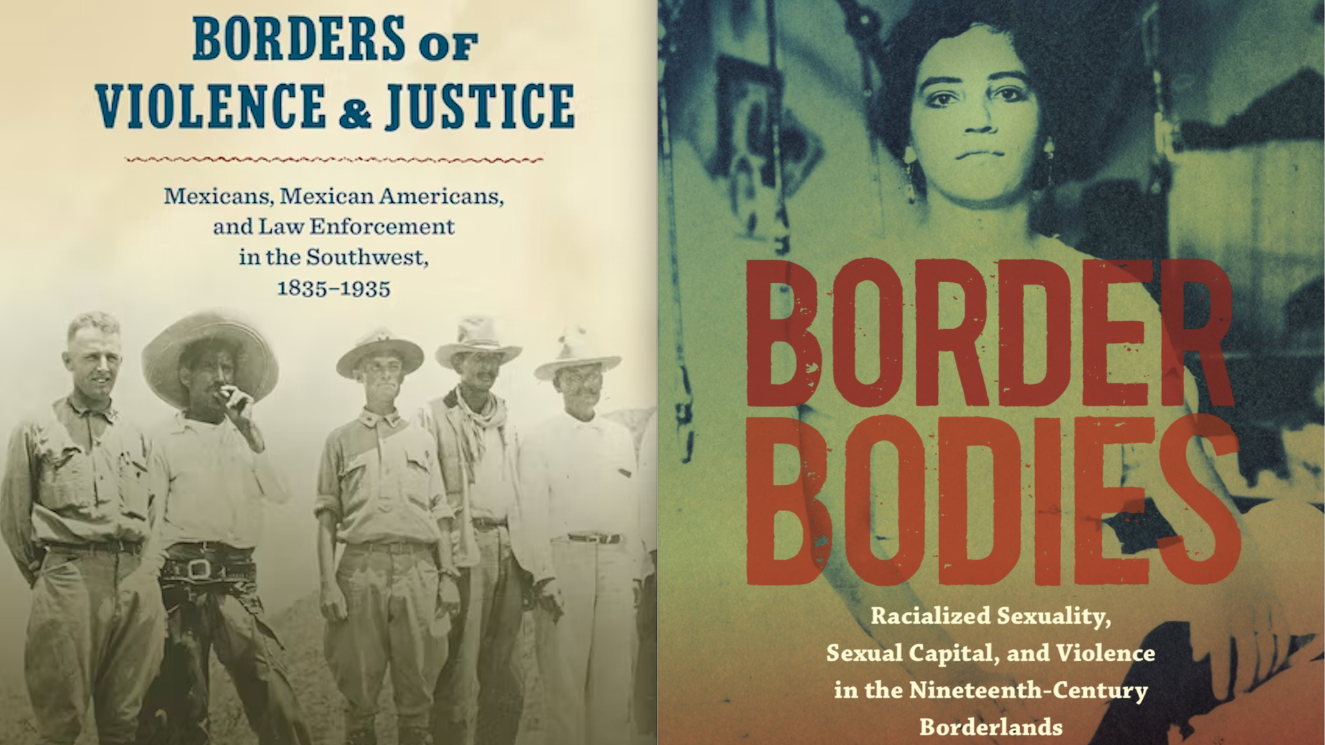 Book covers of "Borders of Violence and Justice" and "Border Bodies."