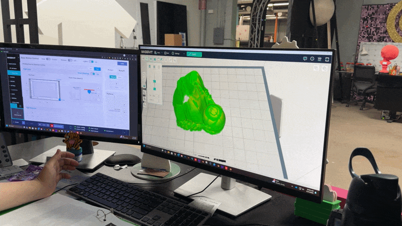 3D software showing green layers