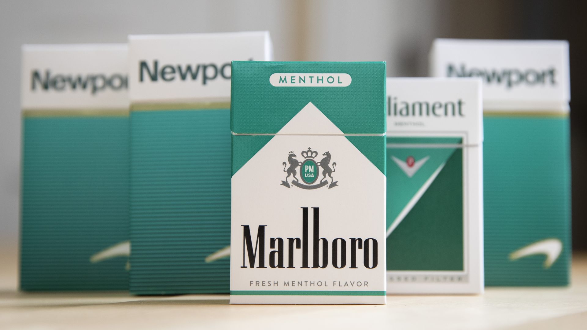 Boxes of menthol cigarettes.