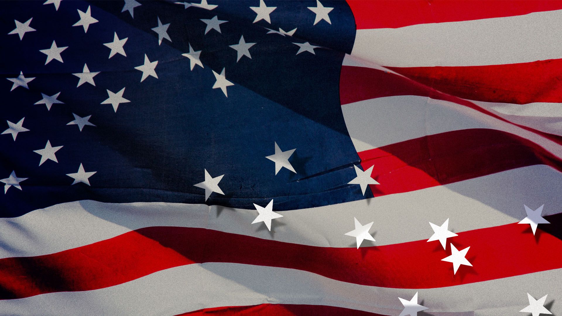 Illustration of the American flag with the stars falling off