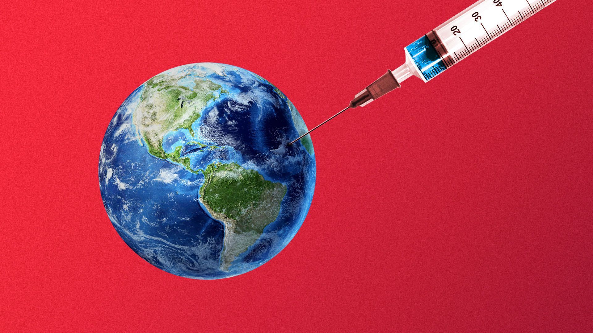 Illustration of the Earth with a needle stuck in it.