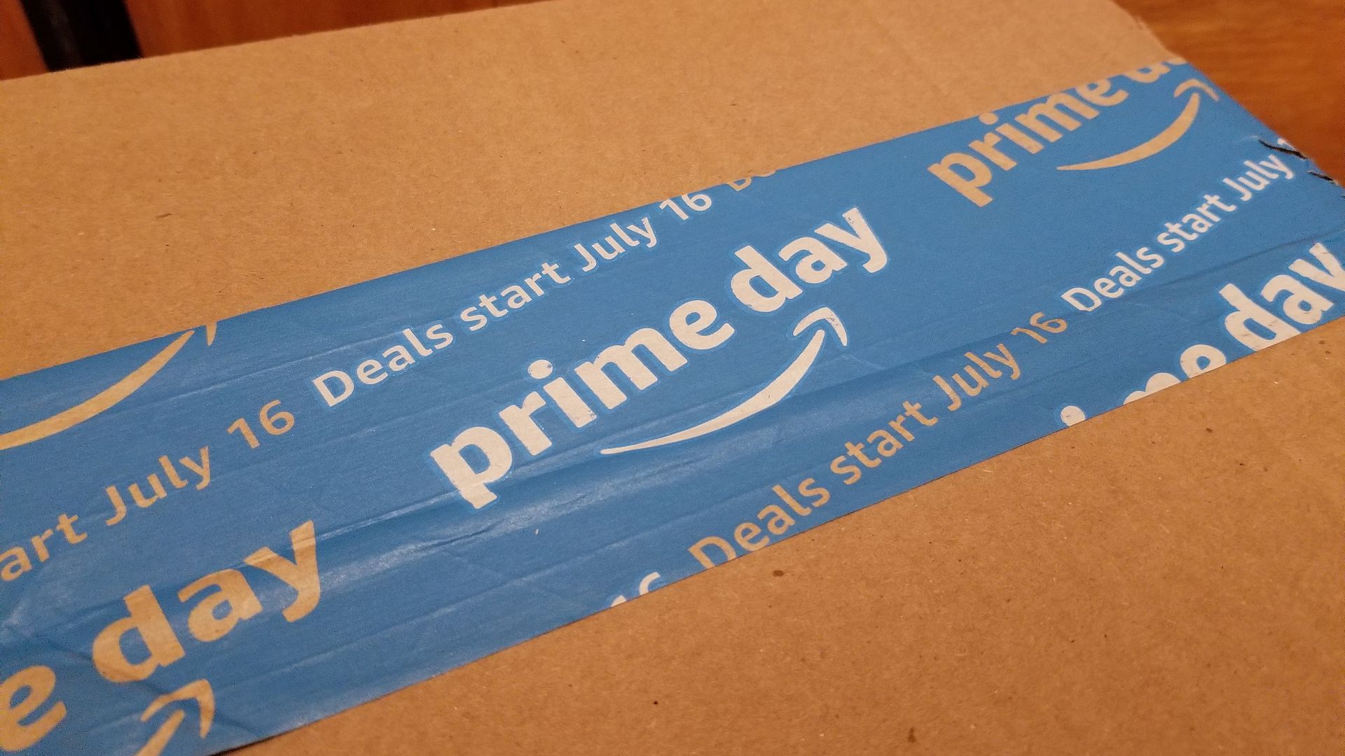 Photo of Amazon box with Prime Day tape
