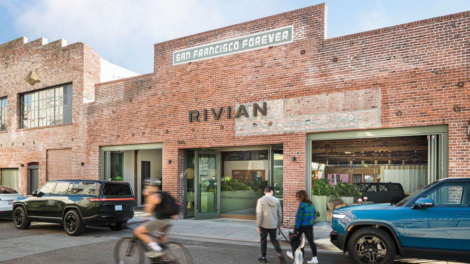 Rivian's new flagship showcase store in San Francisco's Hayes Valley neighborhood