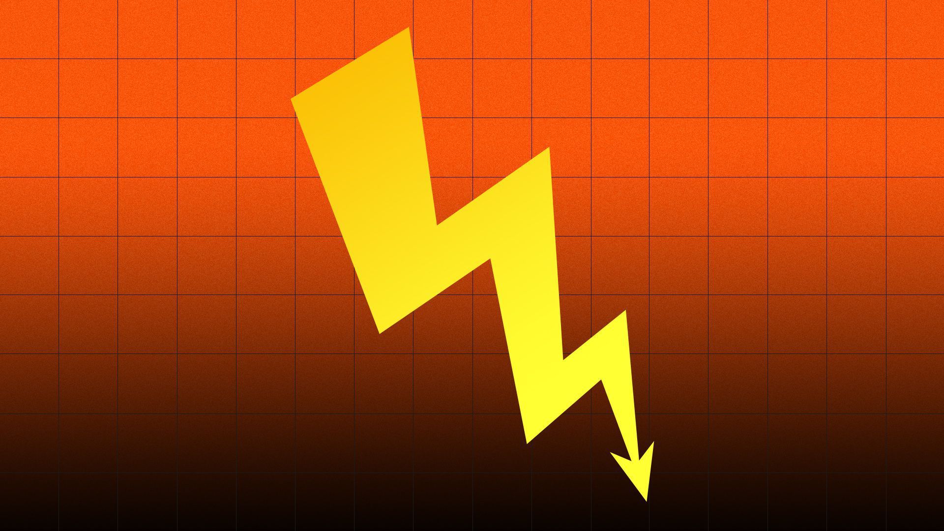 Illustration of yellow lightning bolt as an arrow pointed down.