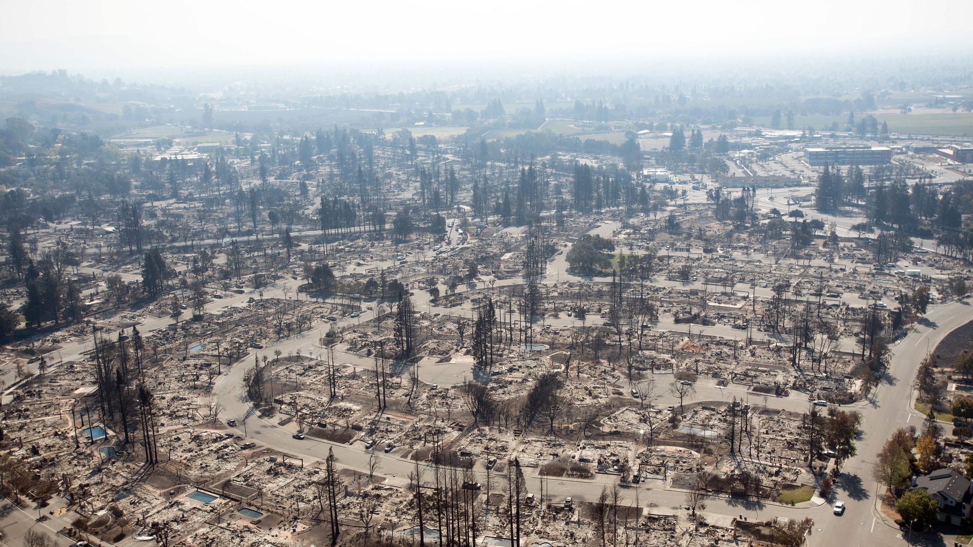 Burned properties in Santa Rosa, California
