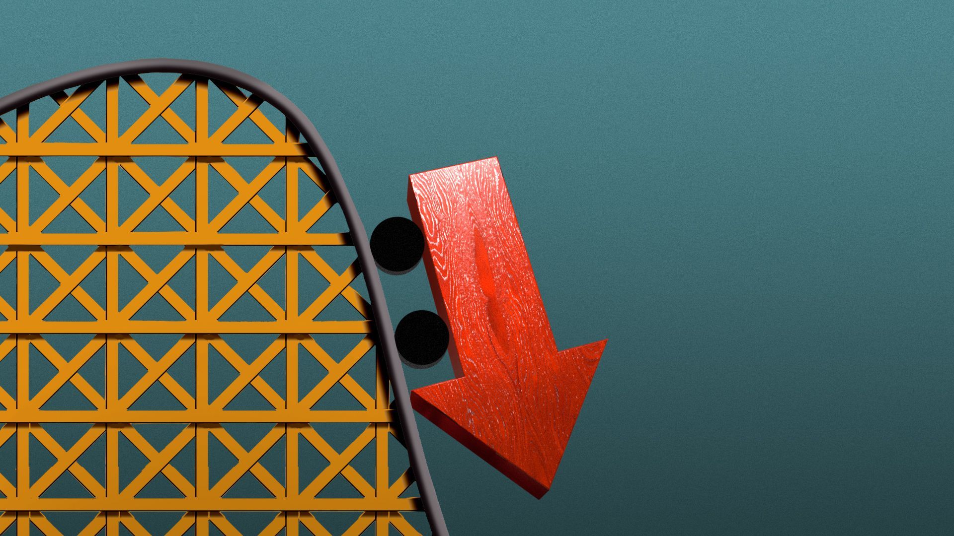 Illustration of a down arrow riding a rollercoaster.