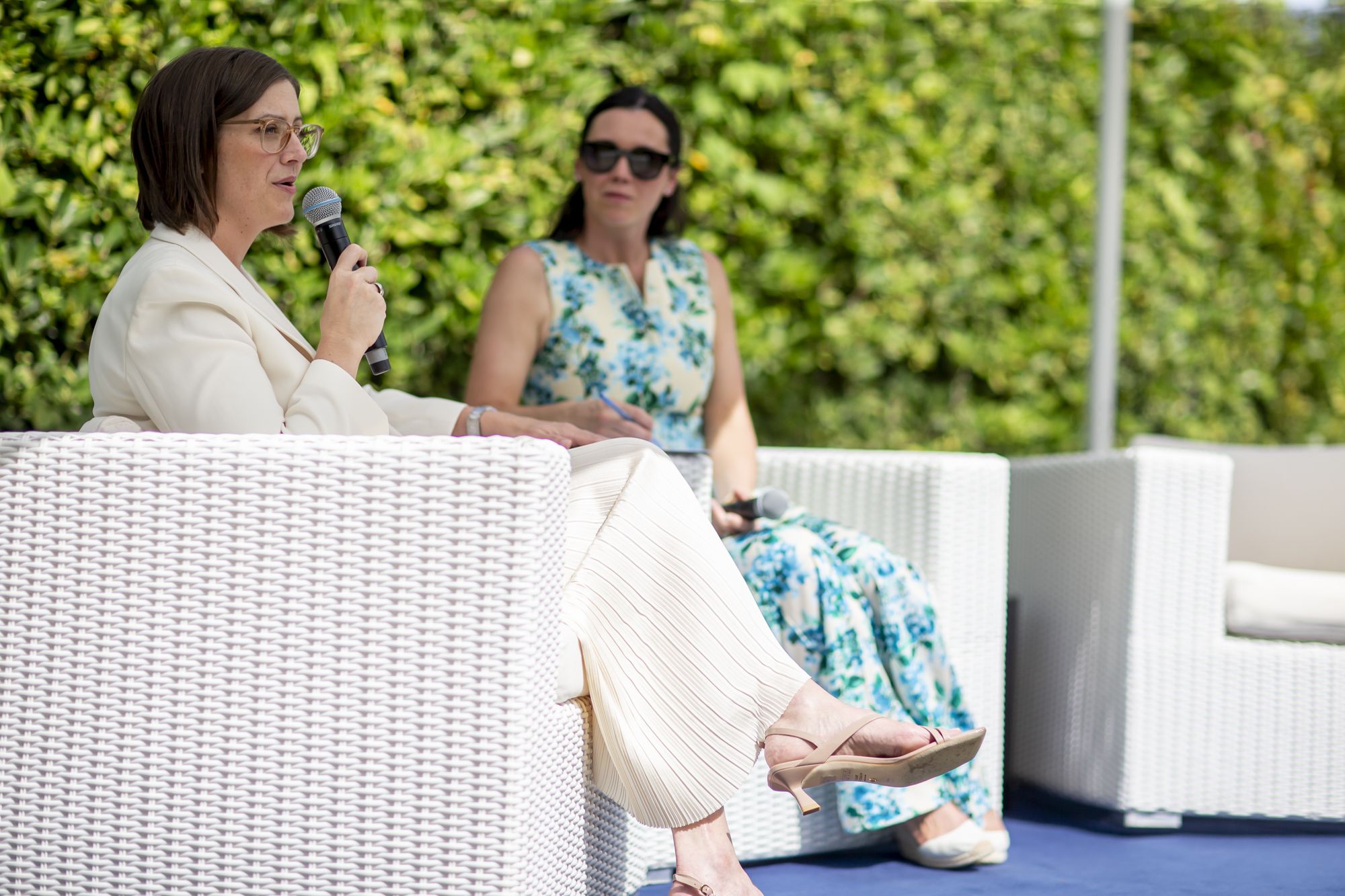 Hinge CMO Jackie Jantos on stage.