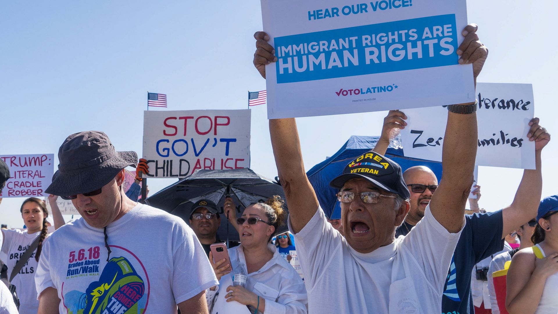 Demonstrators in Texas protesting Pesident Trump's 'zero tolerance' practice that separated migrant children from their families. Photo: Paul Ratje/AFP/Getty Images