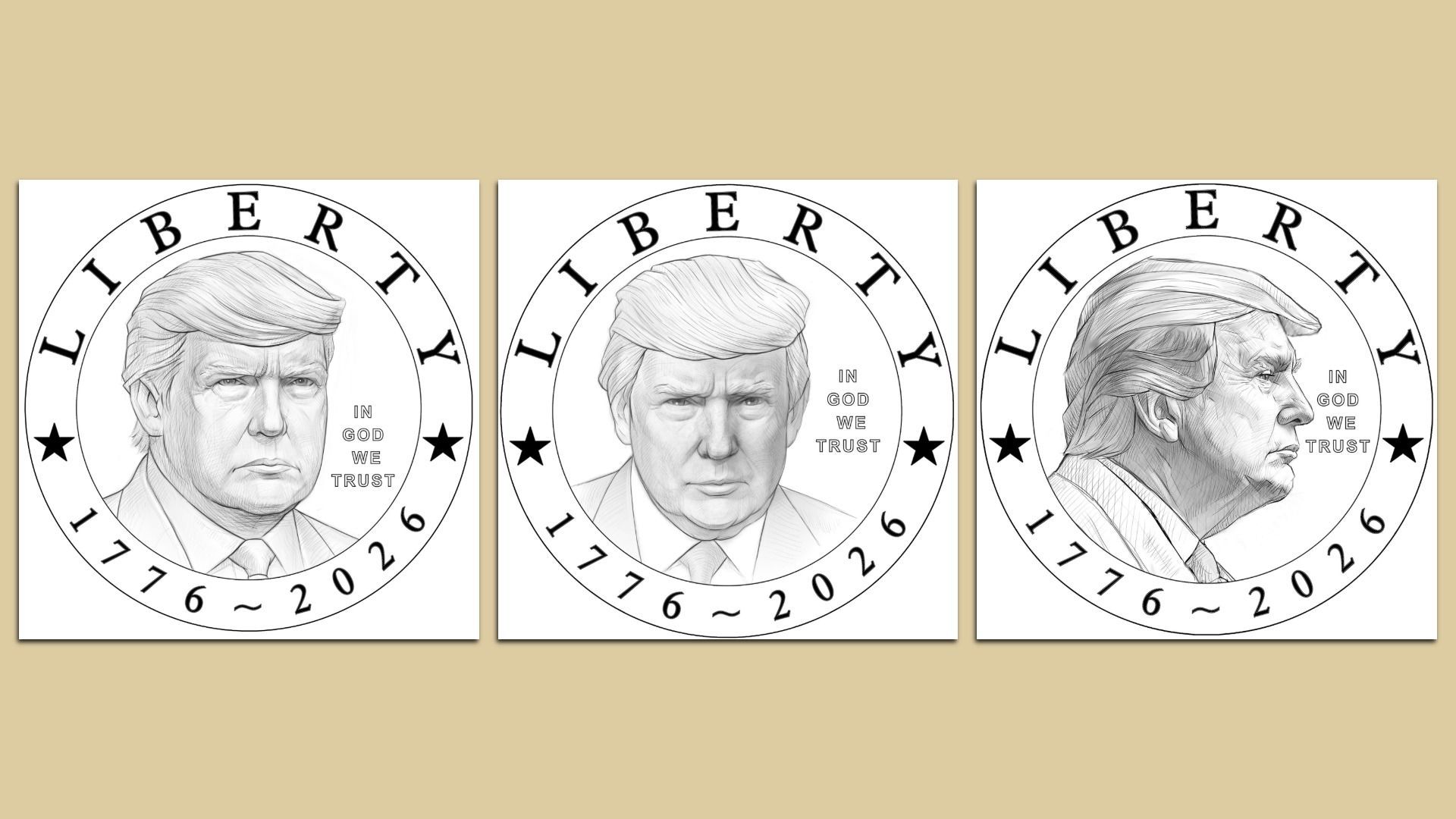 Proposed designs for the 2026 Semiquincentennial $1 Coin, part of the SemiQ Coin and Medal Program. Photo via U.S. Mint