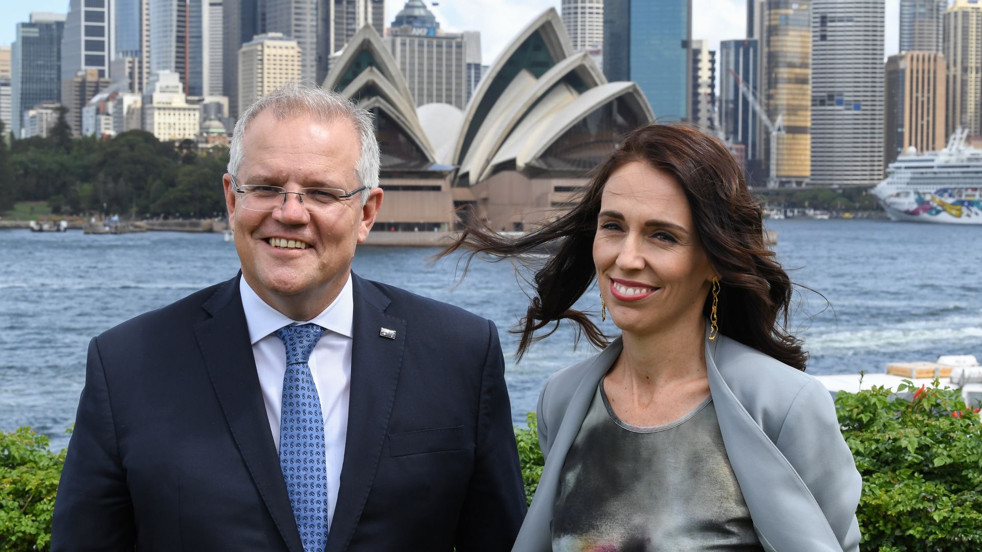New Zealand Prime Minister, Jacinda Ardern and Australian Prime Minster, Scott Morrison pose for a photo before a press conference held at Admiralty House on February 28, 2020 in Sydney, Australia. 