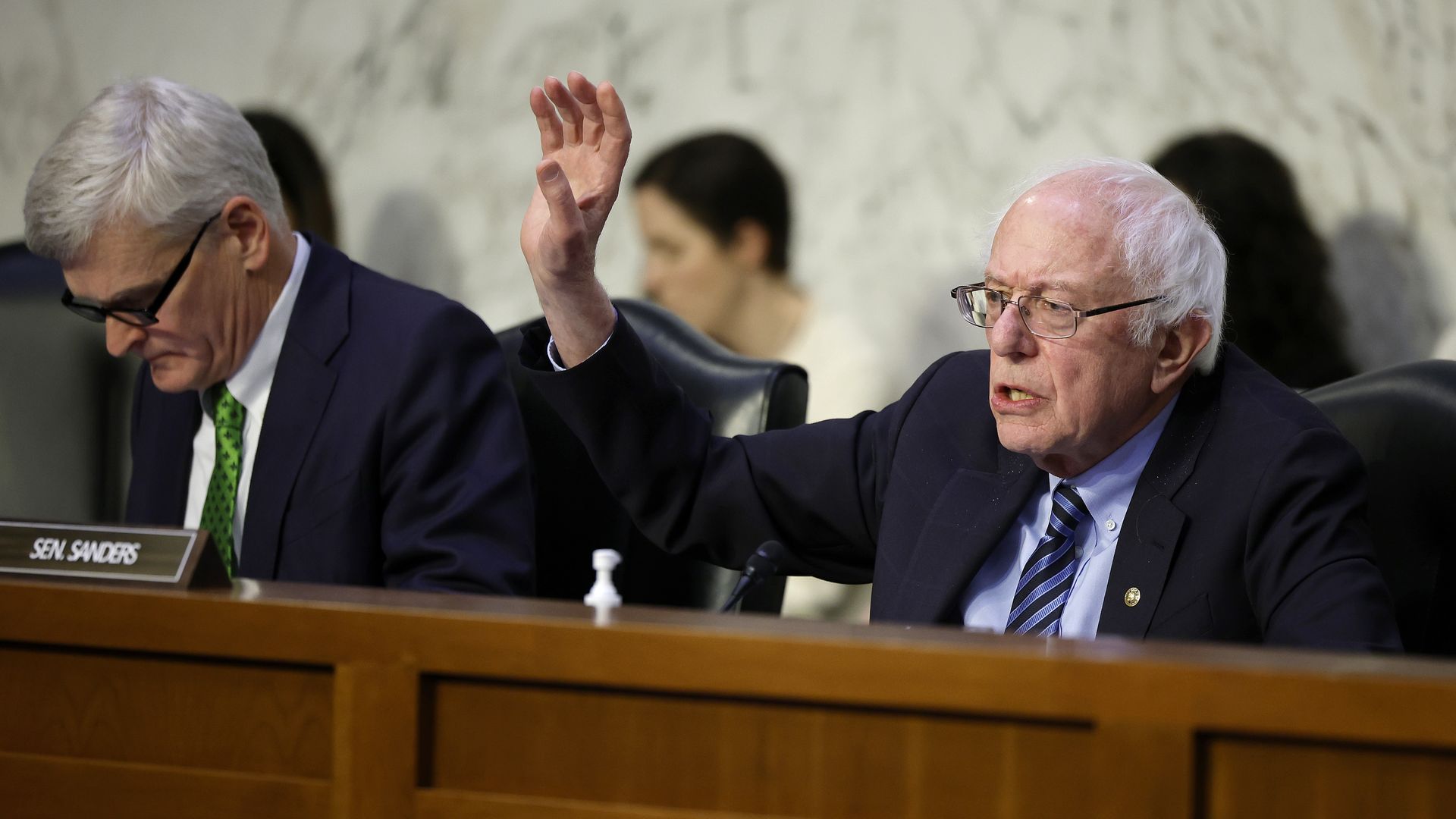 Senators Bernie Sanders and Bill Cassidy at a hearing