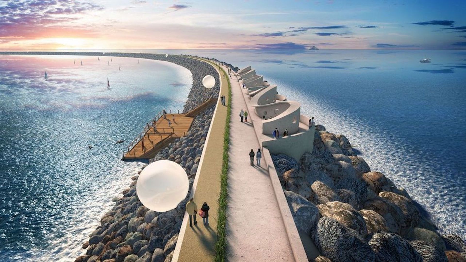 A rendering of the Swansea Tidal Lagoon project. Image: Tidal Lagoon Power via PA Wire