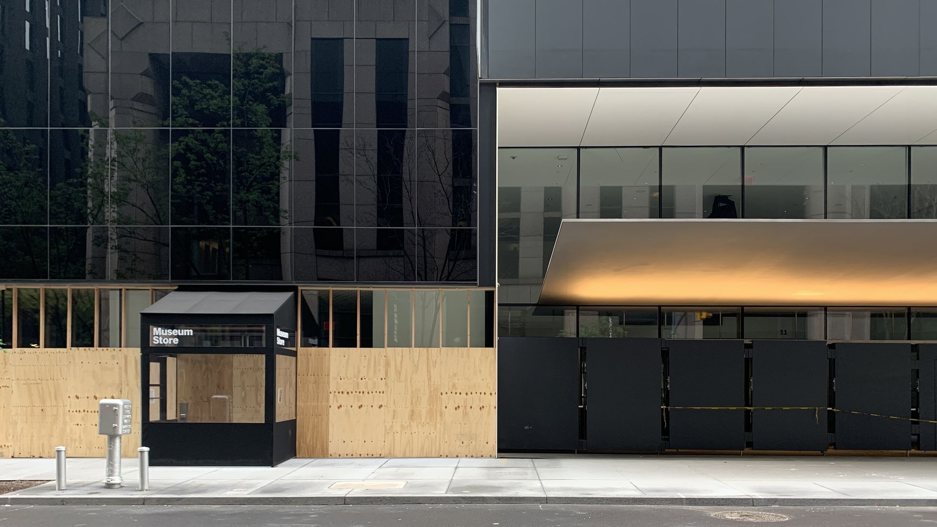 A boarded-up Museum of Modern Art, New York City