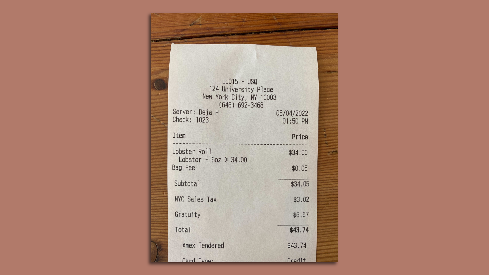 The $43.74 lobster roll