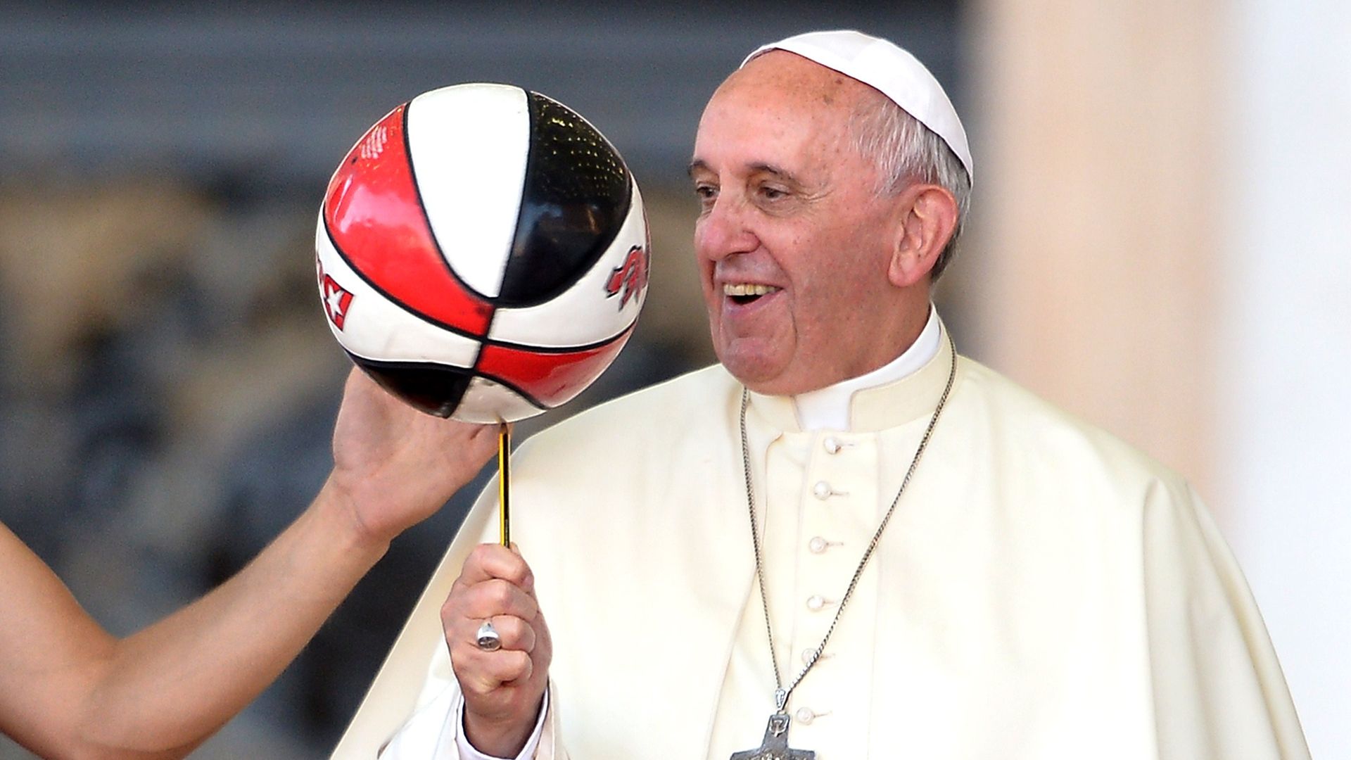The Pope with a basketball